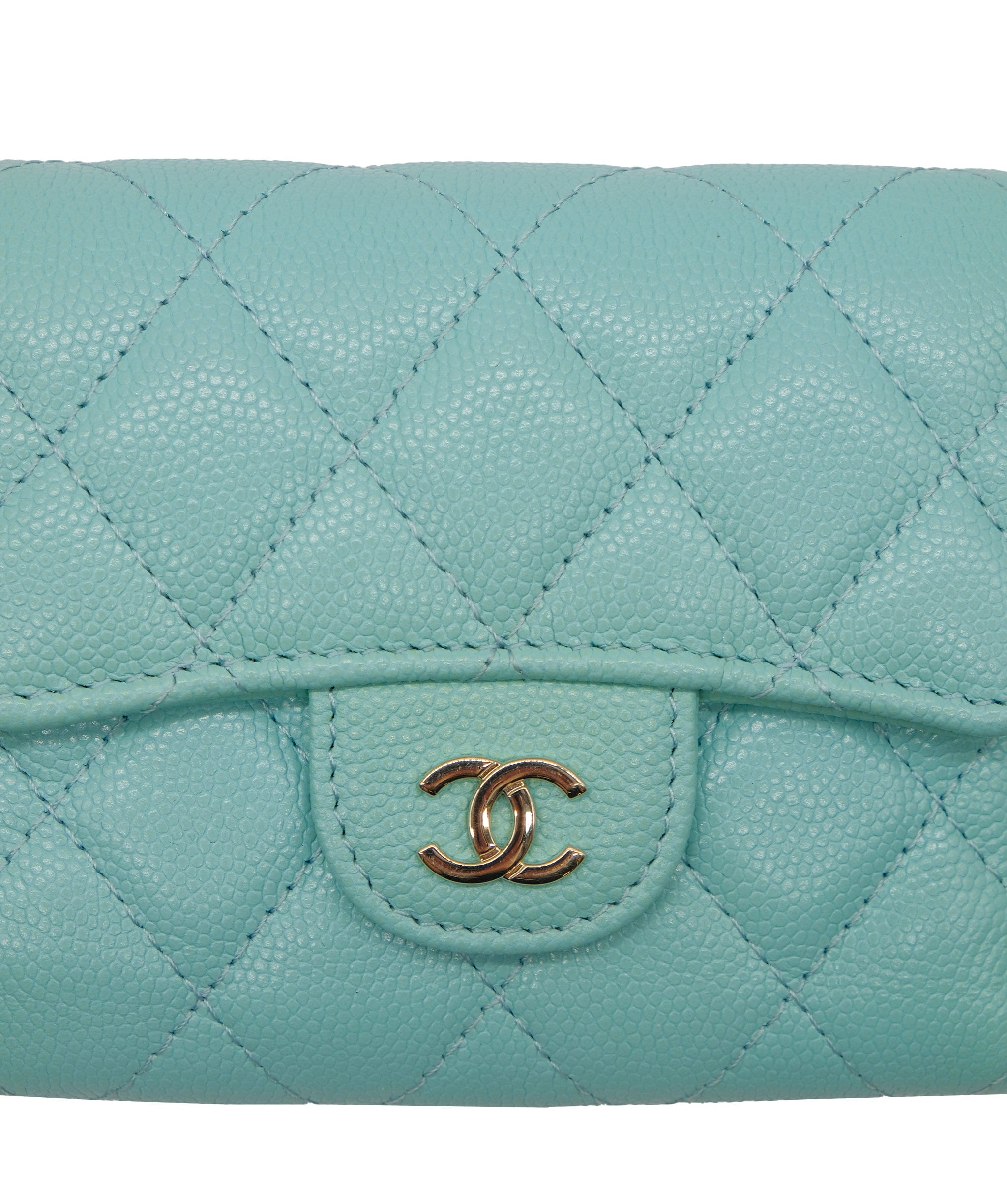 Chanel Chanel Matelasse Wallet Caviar Tiffany Blue CC Auth yk7853 DXBS0332