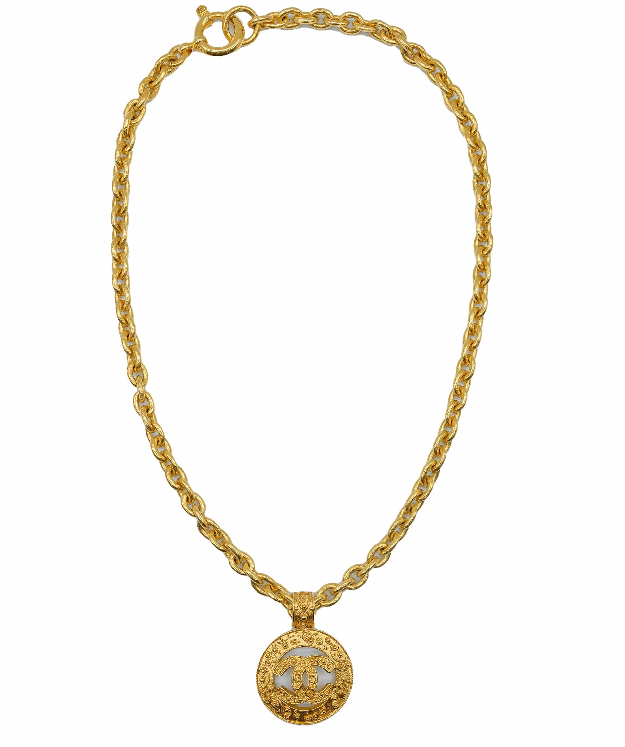 Chanel Chanel Necklace Gold Tone CC Auth 41169A DXBS0311