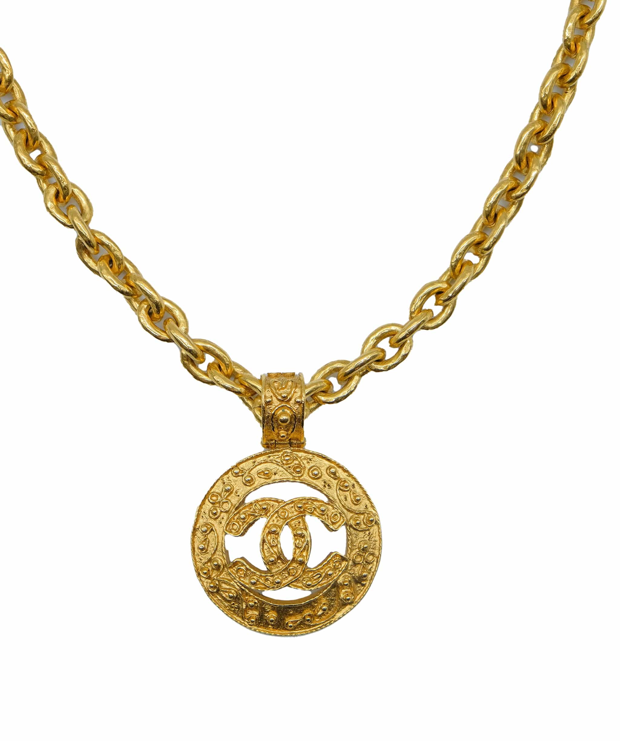 Chanel Chanel Necklace Gold Tone CC Auth 41169A DXBS0311