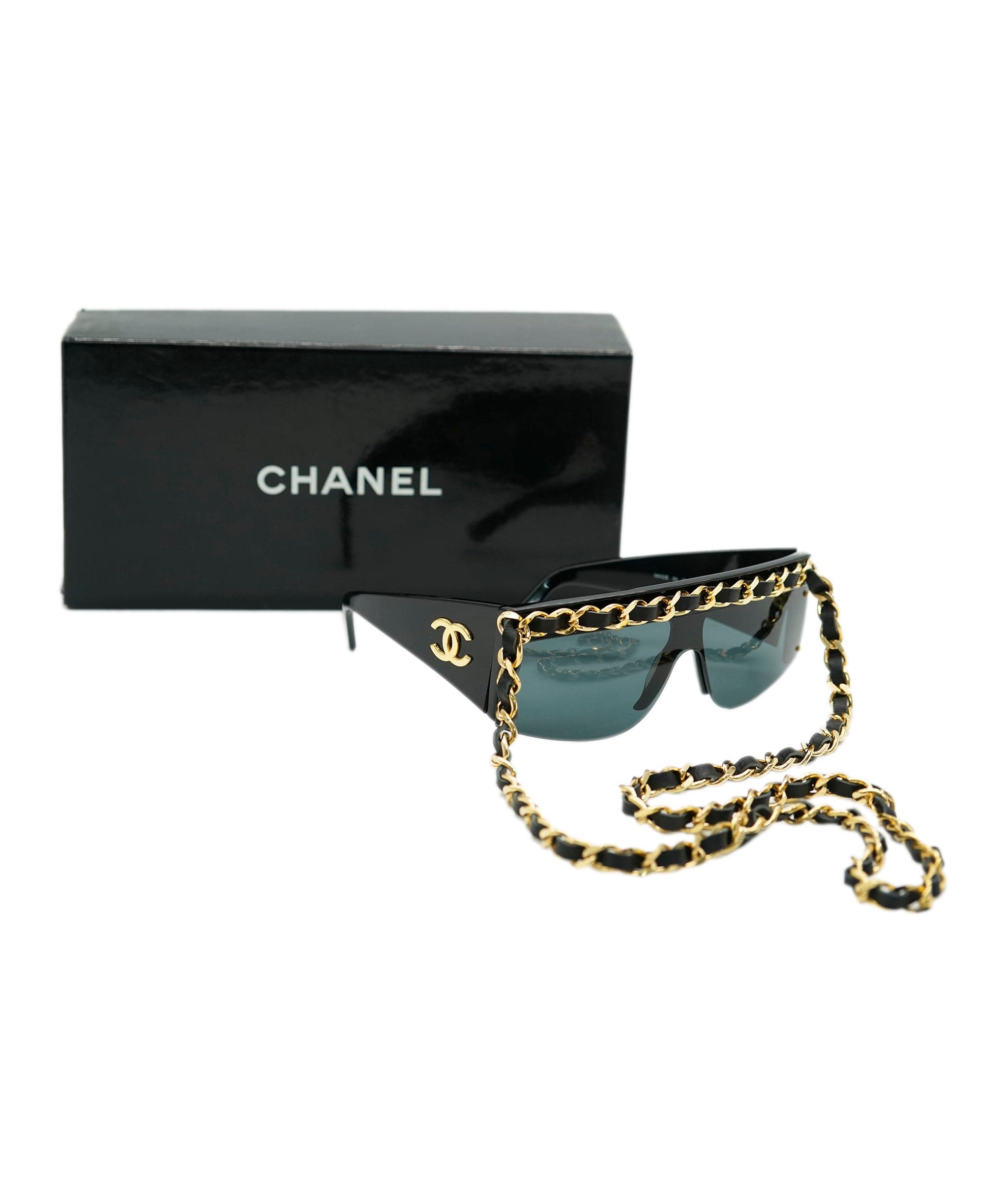 Chanel Chanel Pre-owned 1980-1990s chain-strap rectangle-frame Sunglasses