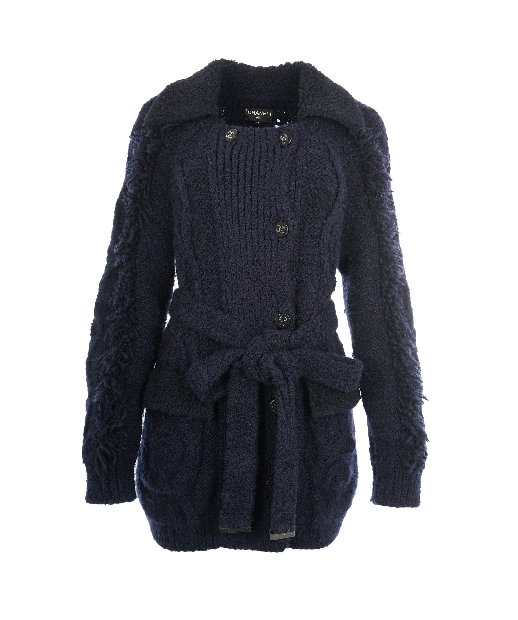 Chanel Chanel Rare CC Navy Long Wool Cardigan with Belt  ALC1787