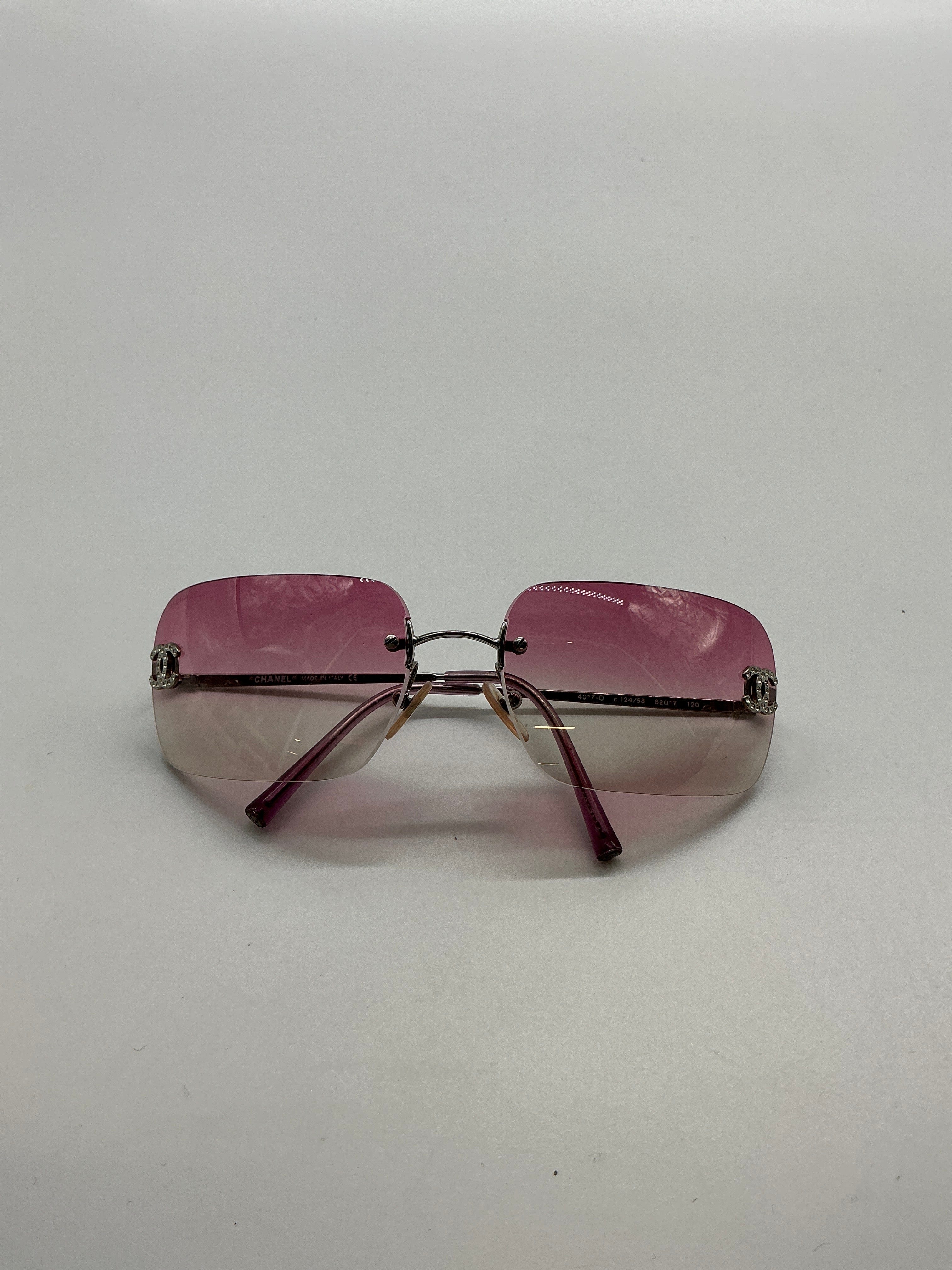 Chanel Chanel Rhinestones Sunglasses Pink DXBS2438