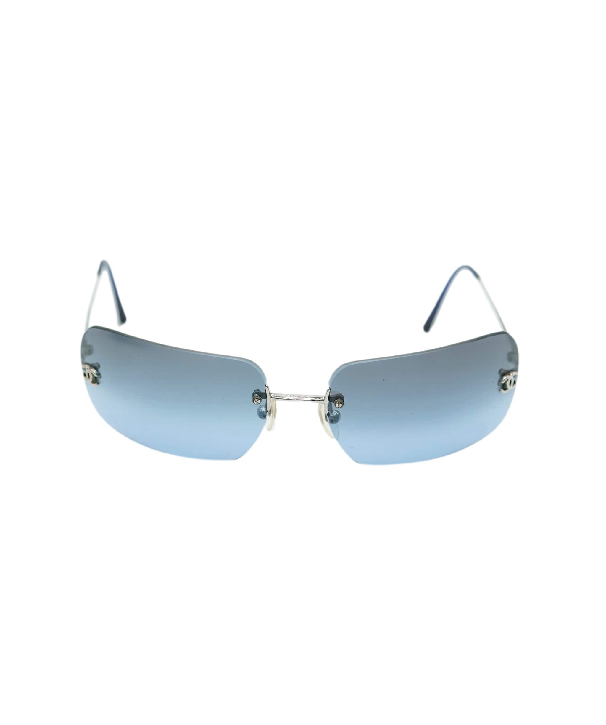 Chanel Chanel Rim-less Logo Sunglasses Blue  ALL0712