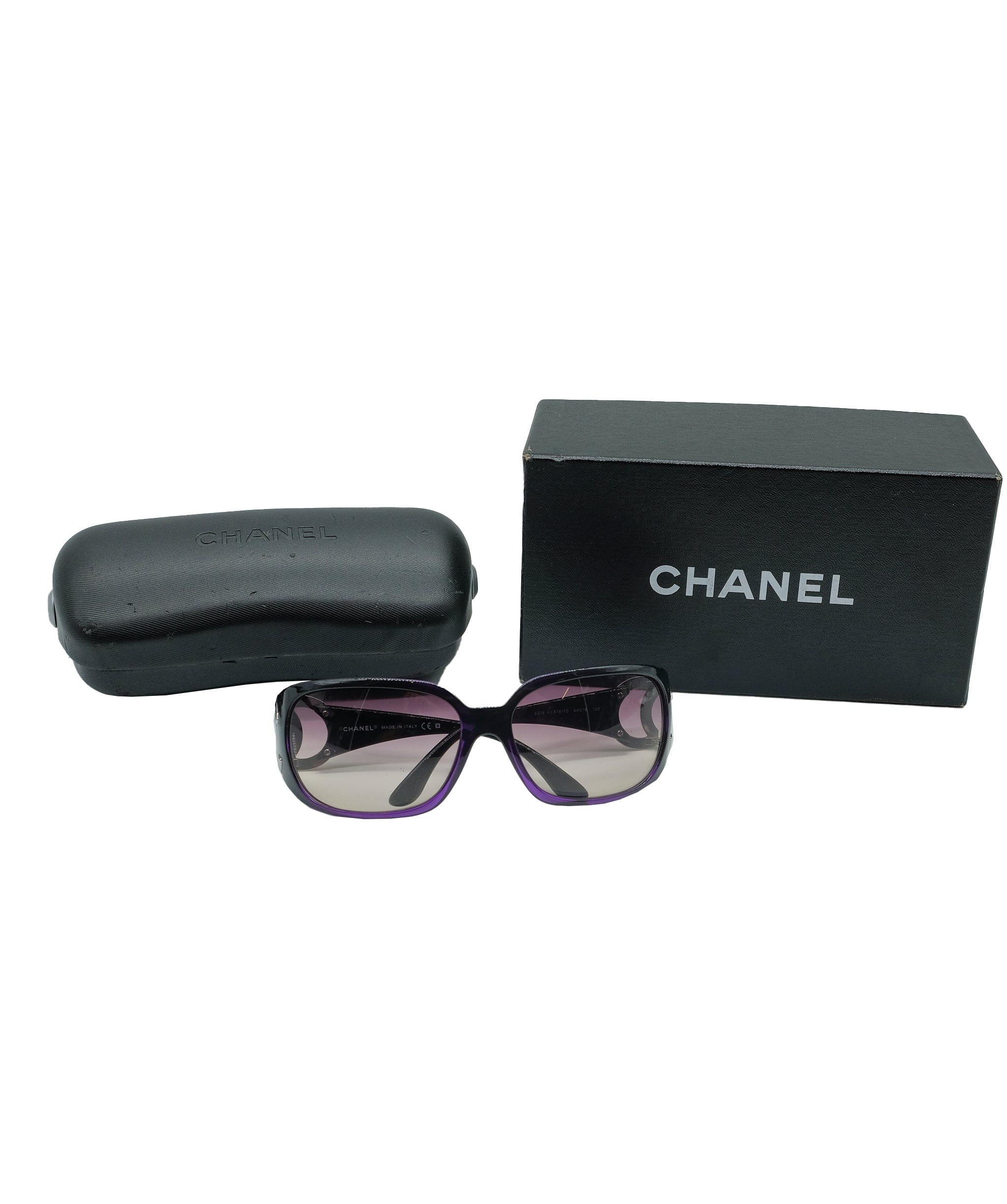 Chanel CHANEL Sunglasses Plastic Black Purple CCAuth 33136 DXBS0333