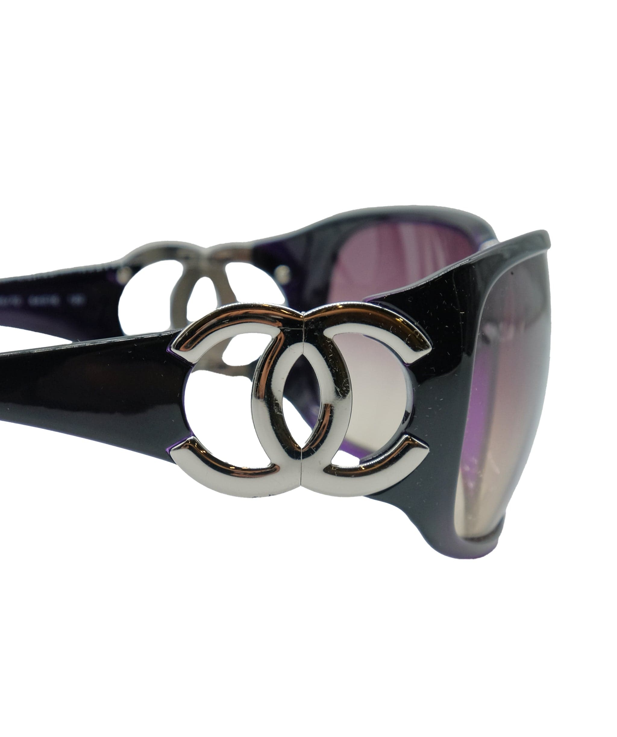 Chanel CHANEL Sunglasses Plastic Black Purple CCAuth 33136 DXBS0333