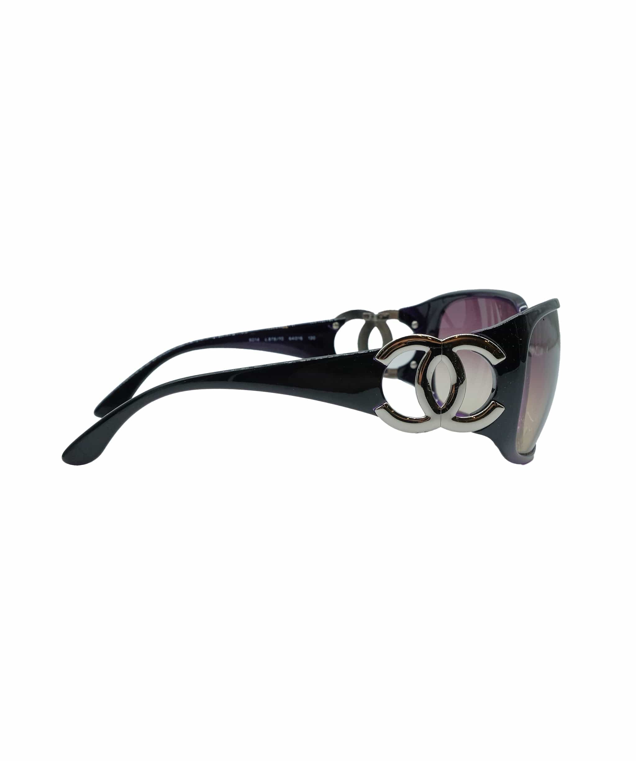 Chanel CHANEL Sunglasses Plastic Black Purple CCAuth 33136 DXBS0333