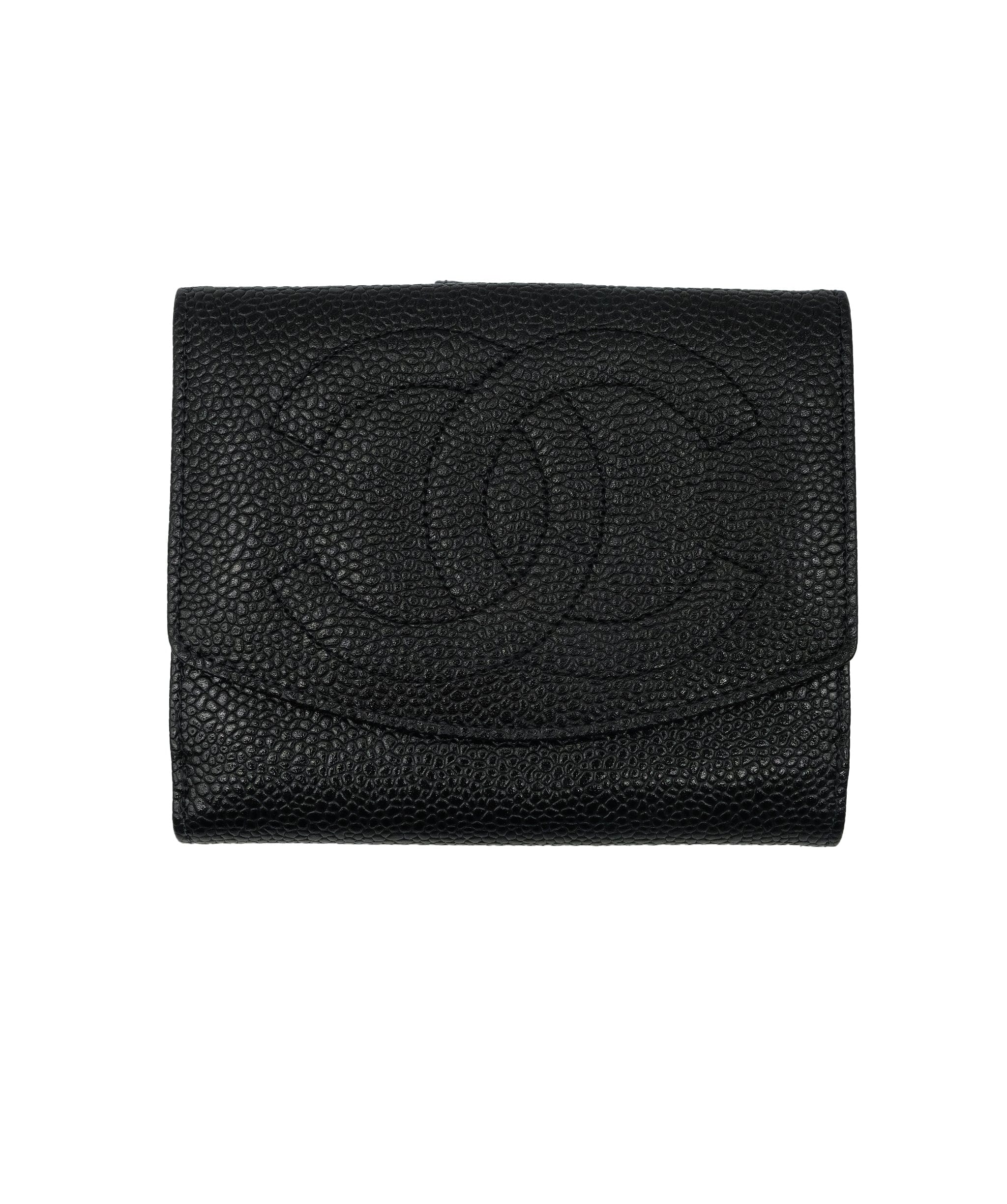 Chanel CHANEL Wallet Caviar Skin Black CC Autham5611 DXBS0336