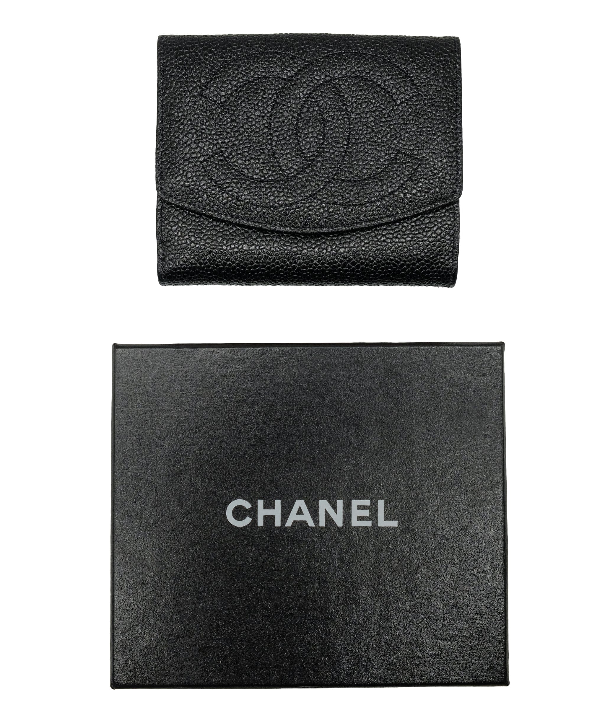 Chanel CHANEL Wallet Caviar Skin Black CC Autham5611 DXBS0336