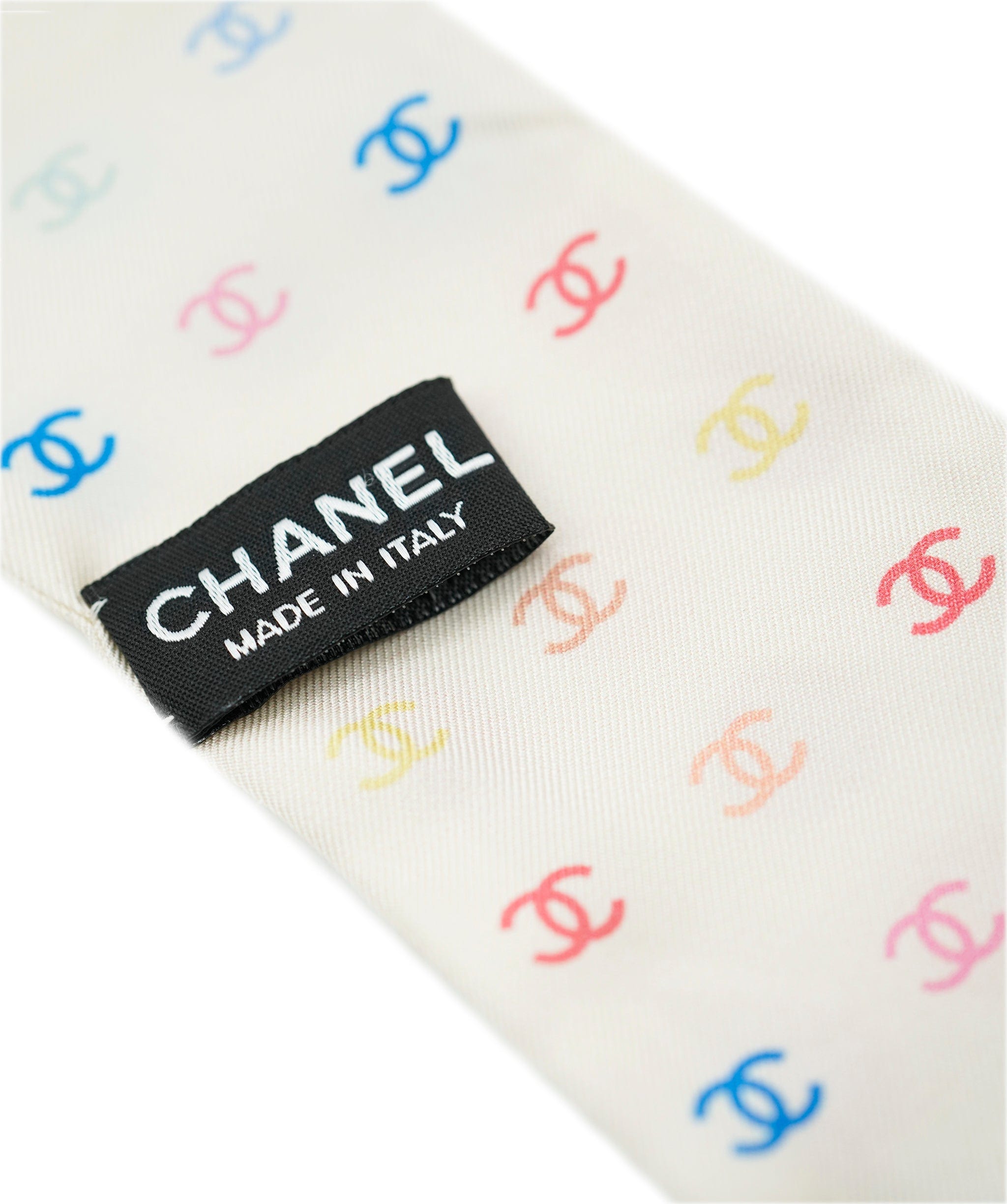 Chanel Chanel white & multicoloured spotty twilly - AJC0767