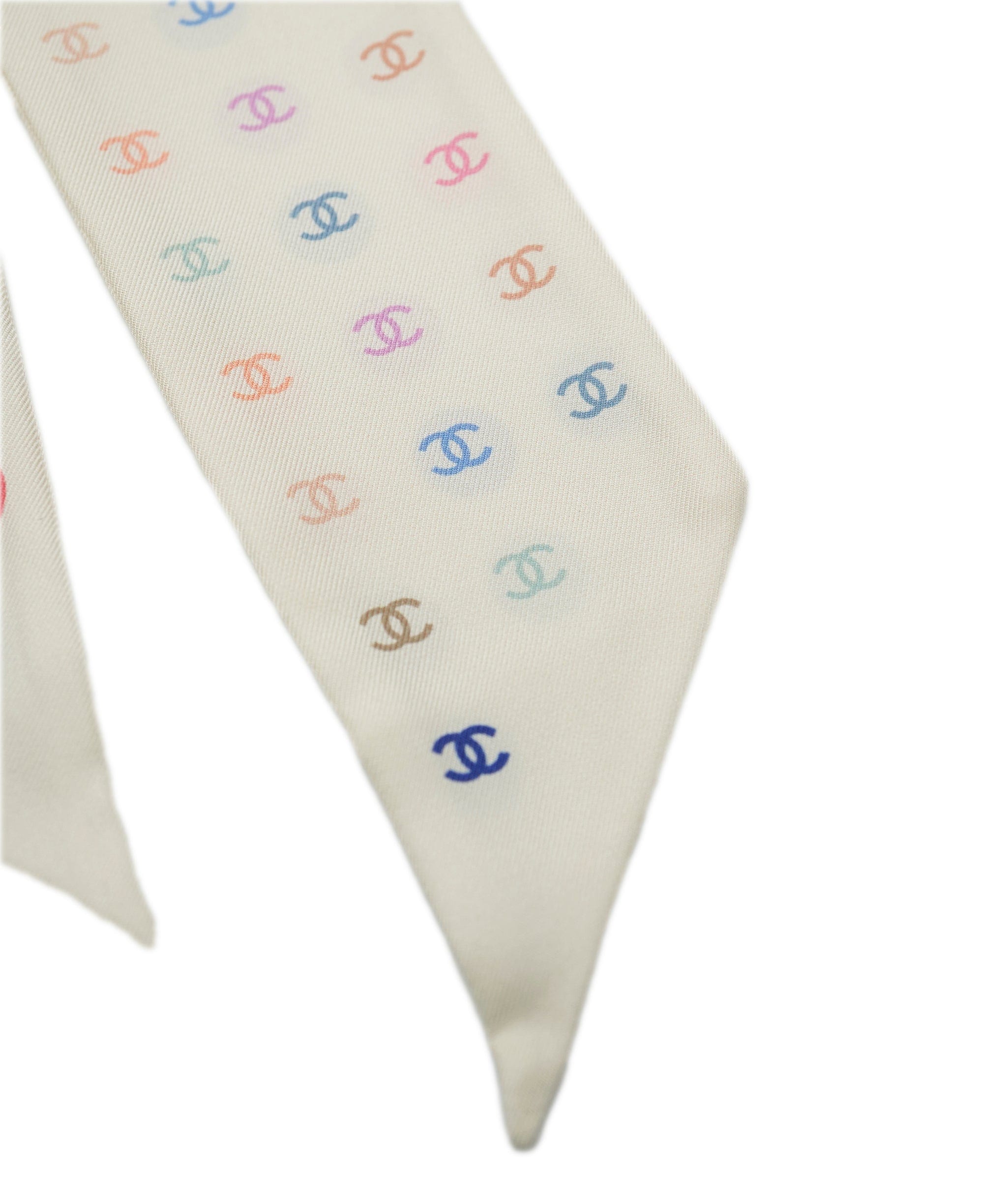 Chanel Chanel white & multicoloured spotty twilly - AJC0767