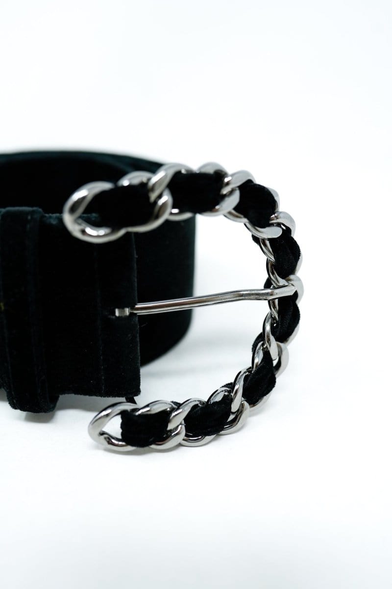 8. LP x C Chanel Black Velvet Intwined Buckle Belt - AGL1683