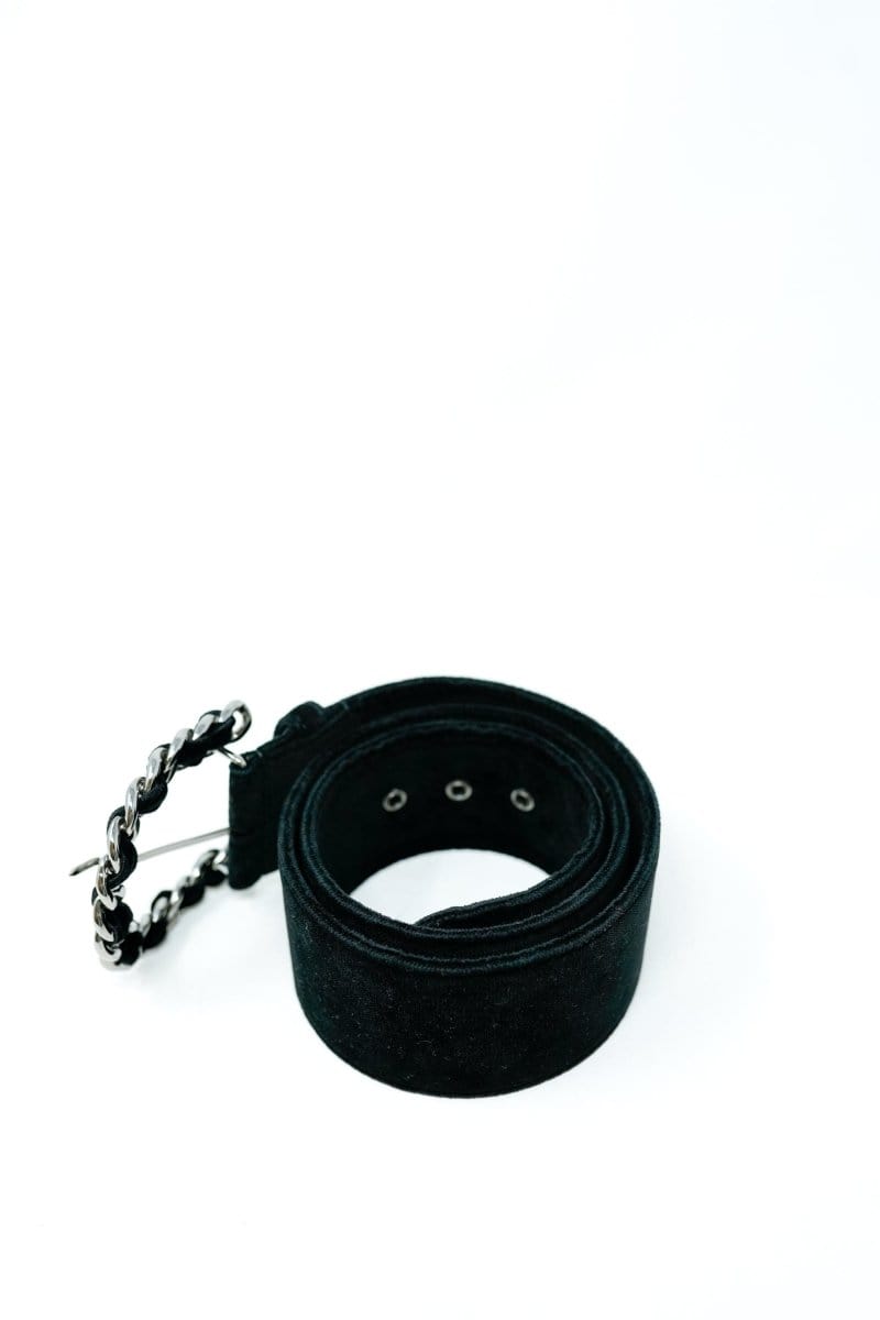 8. LP x C Chanel Black Velvet Intwined Buckle Belt - AGL1683