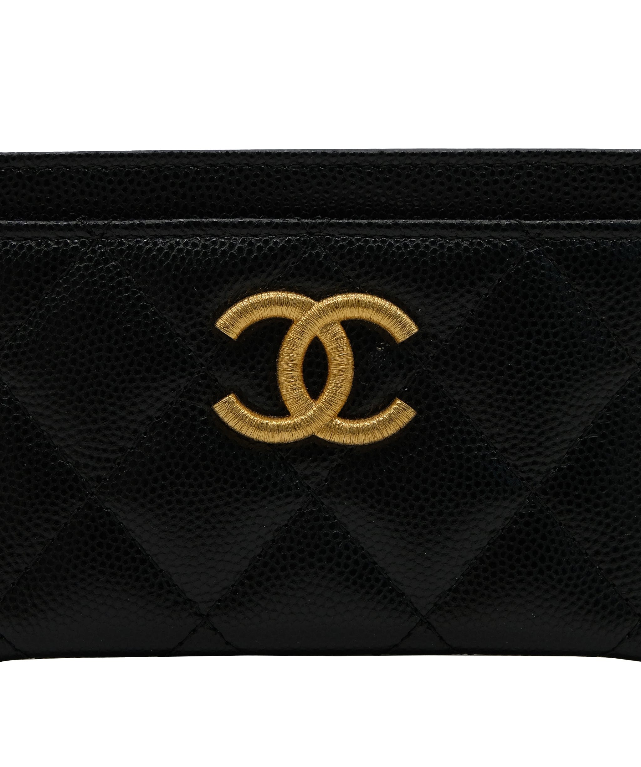 Chanel Chanel Black Caviar Card Holder Gold CC REC1528