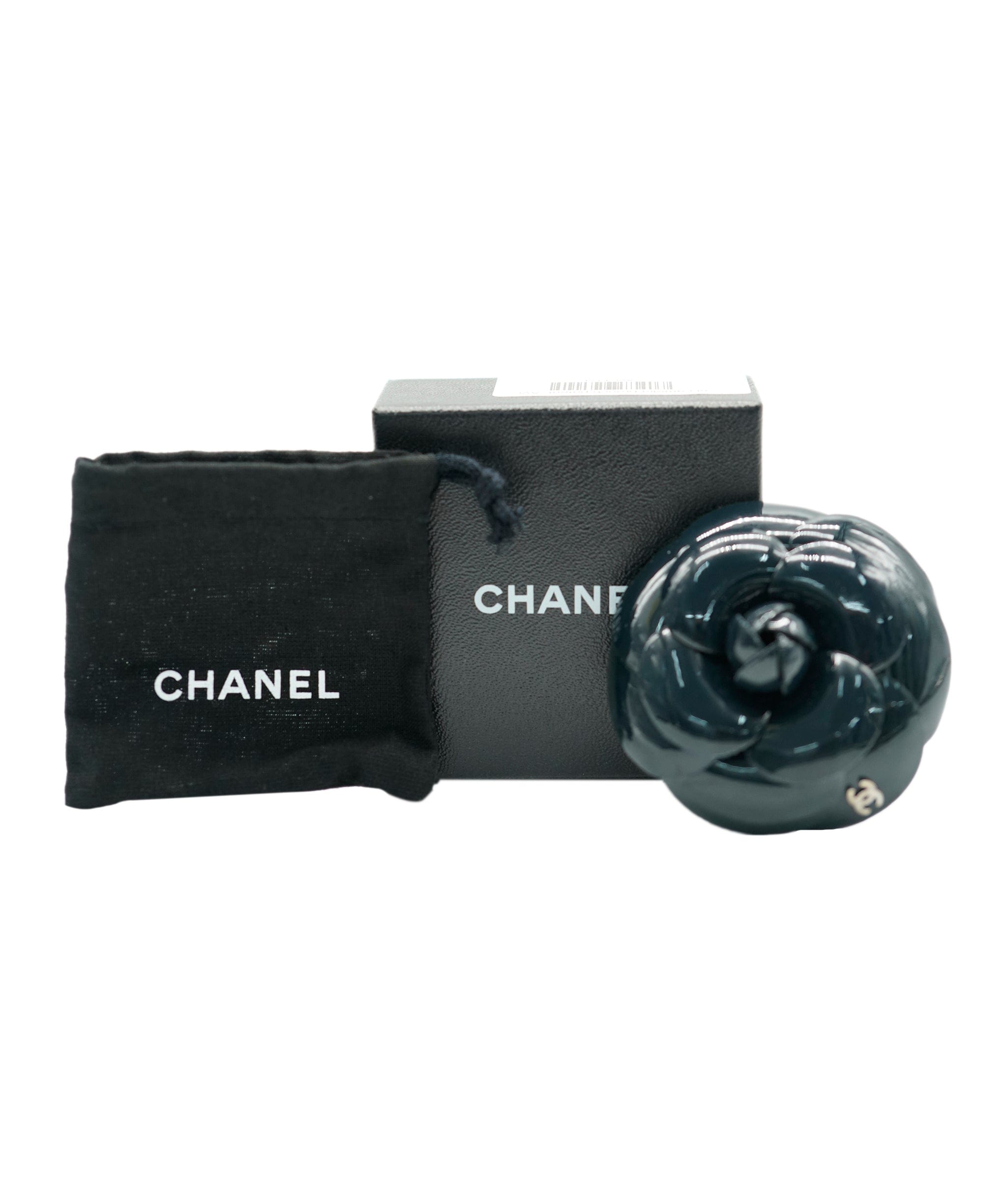 Chanel chanel camelia brooch patent  AVC1374