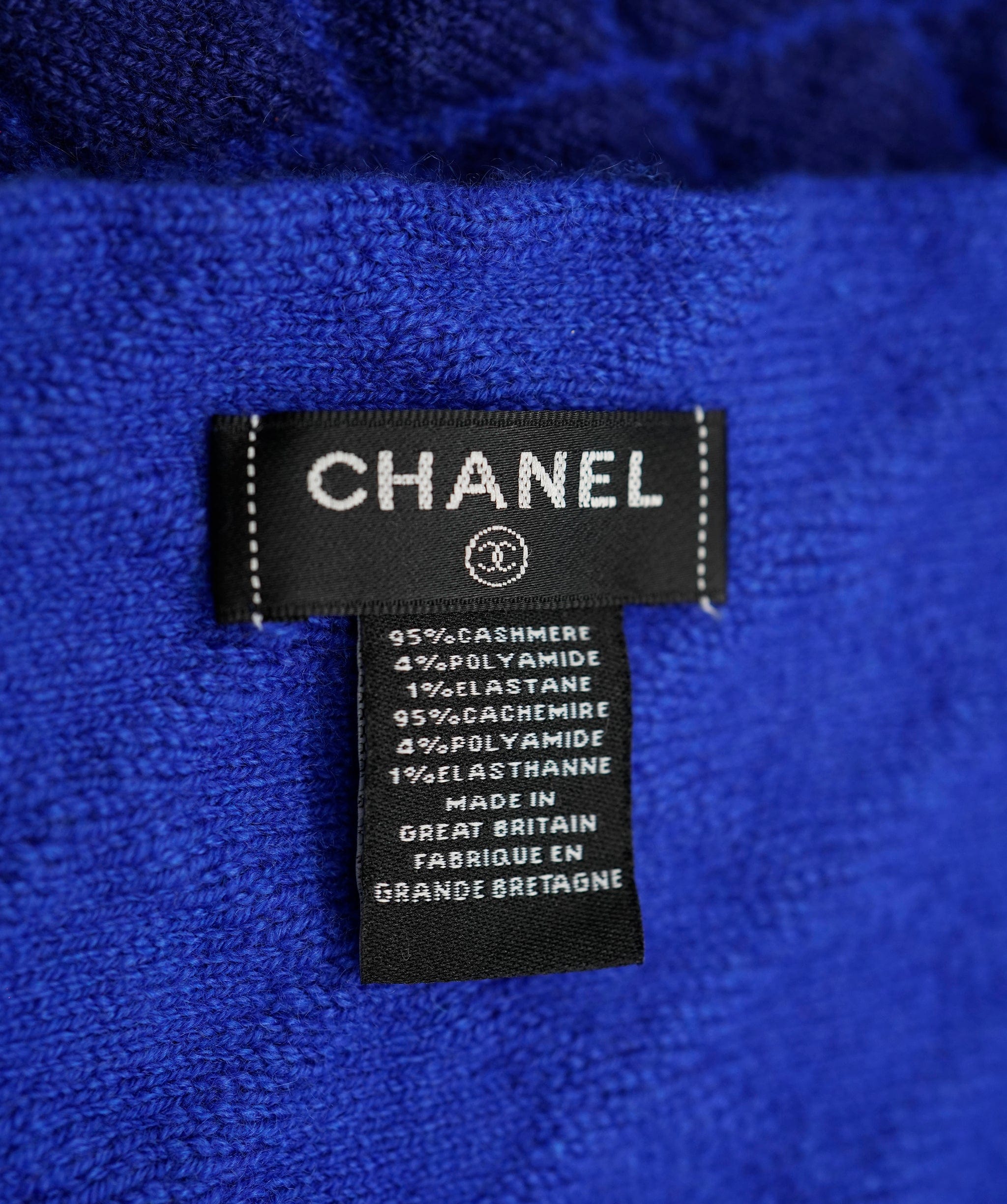 Chanel Chanel cashmere long scarf, blue ASL9897