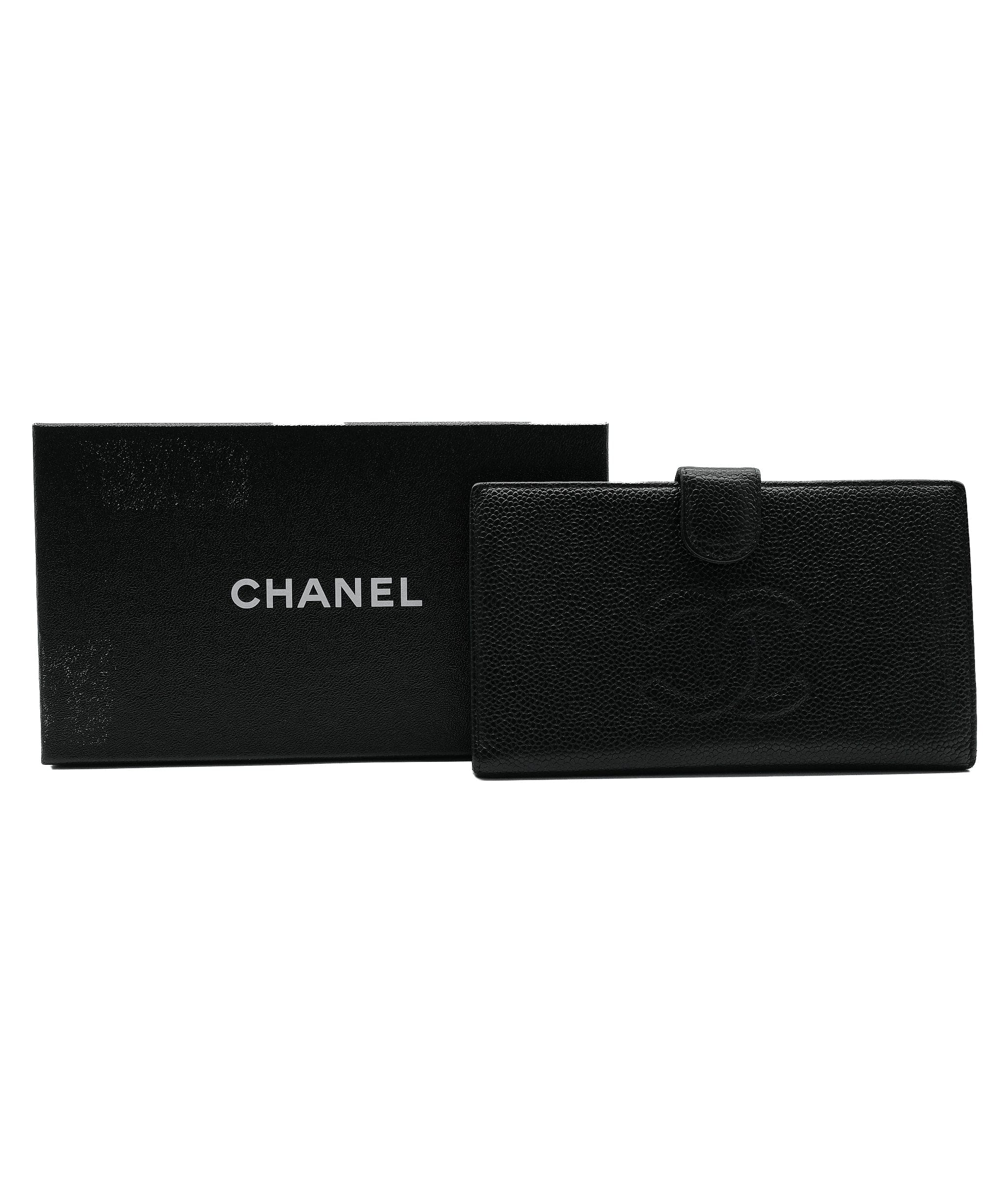 Chanel Chanel Caviar Skin Bi-Fold Long Wallet Clasp Leather 90186299 ASL8108