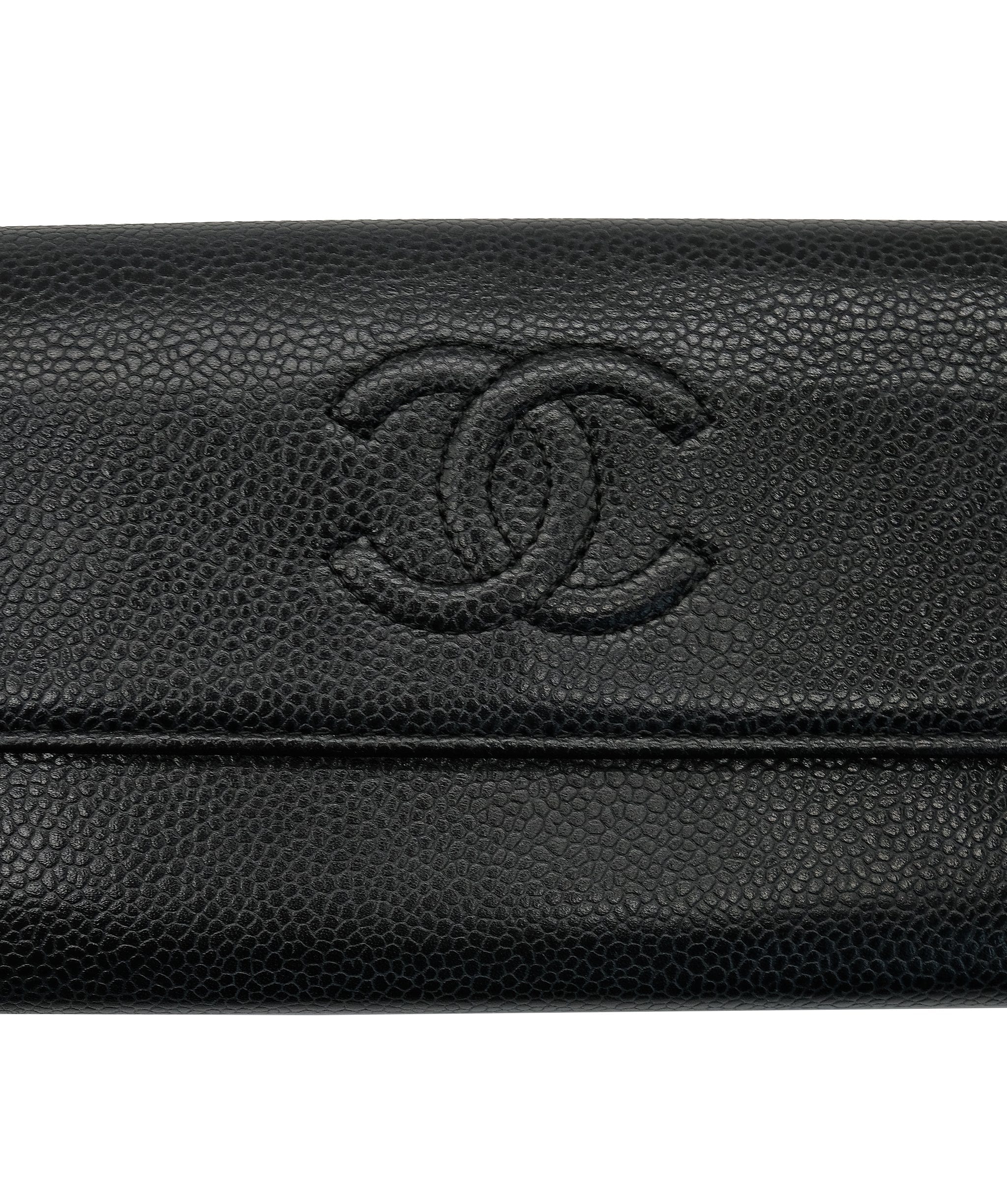 Chanel Chanel Caviar Skin Folio Long Wallet Leather Black 90188563 ASL8109