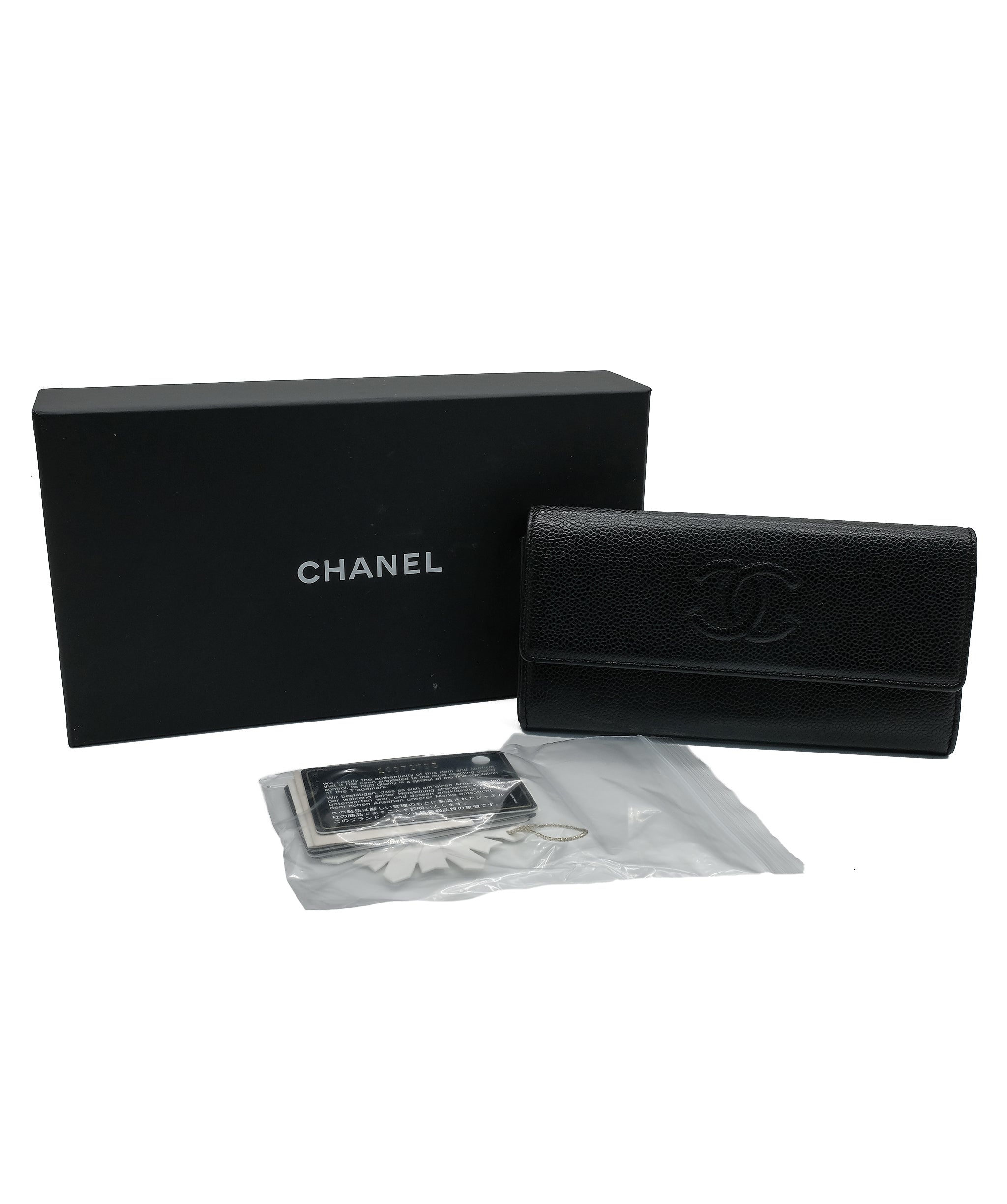 Chanel Chanel Caviar Skin Folio Long Wallet Leather Black 90188563 ASL8109