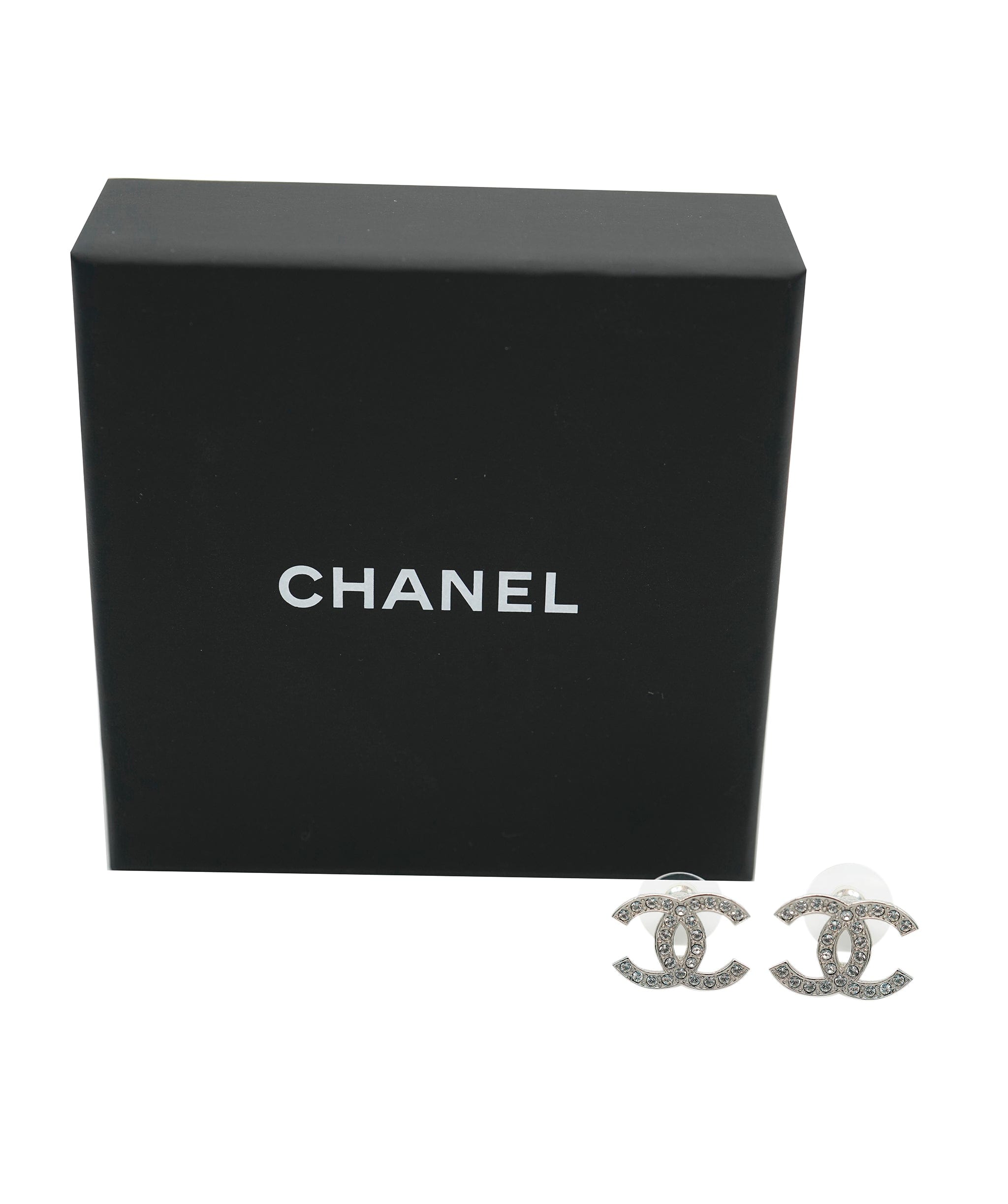 Chanel Chanel Classic silver diamonte cc studds  ASL9330