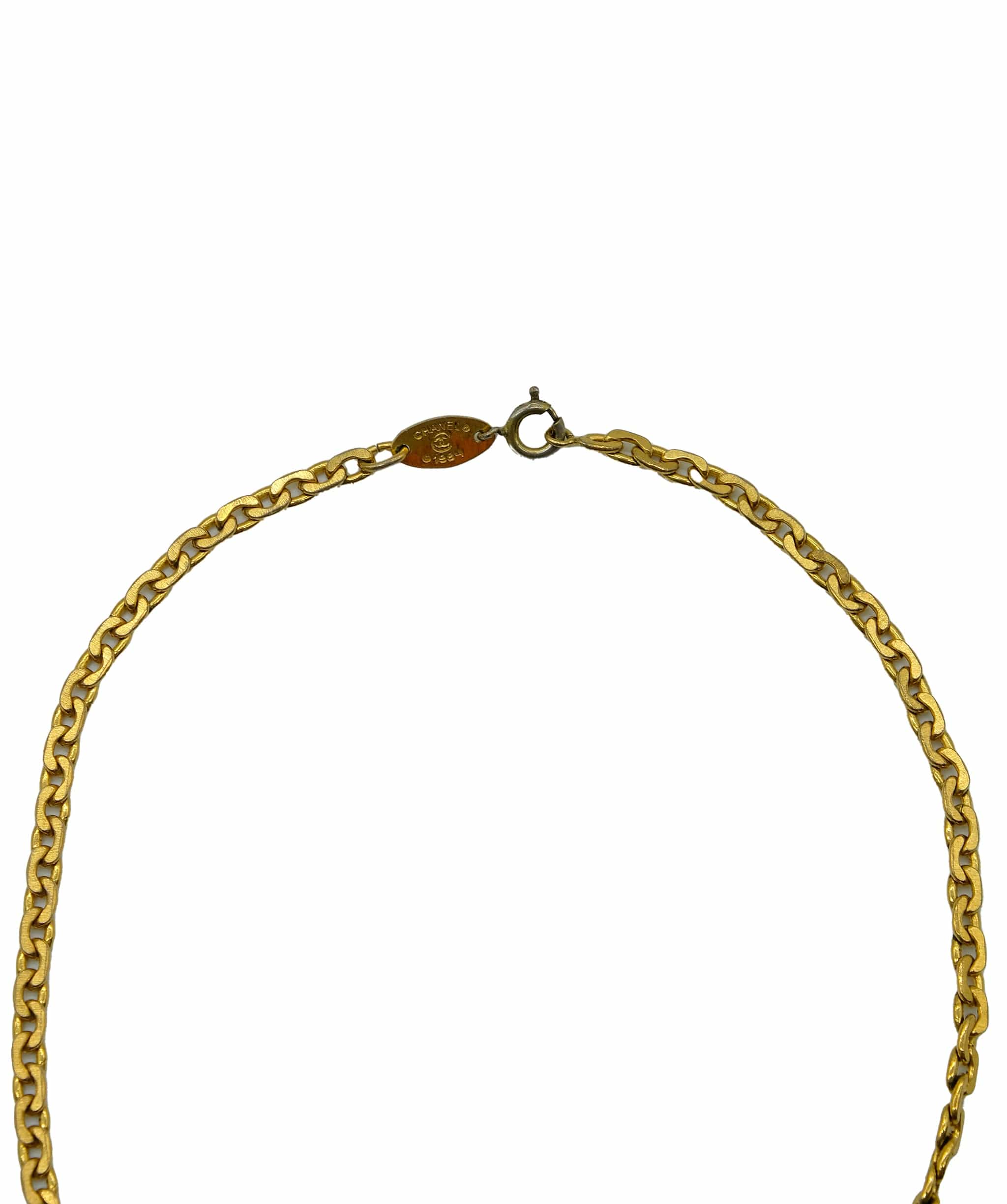 Chanel Chanel Coco Double Hanging Gold Necklace 36cm RJC1307