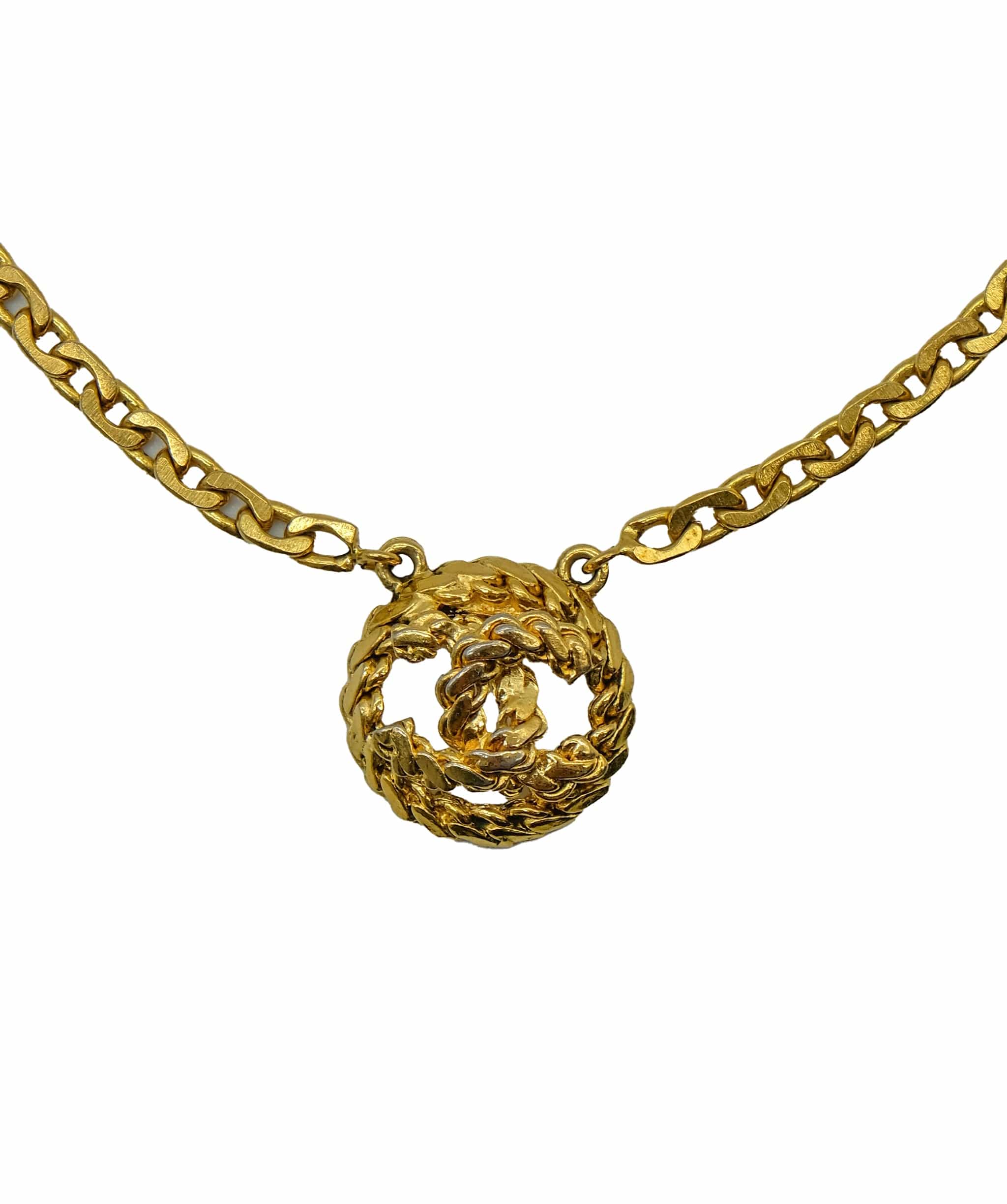 Chanel Chanel Coco Double Hanging Gold Necklace 36cm RJC1307