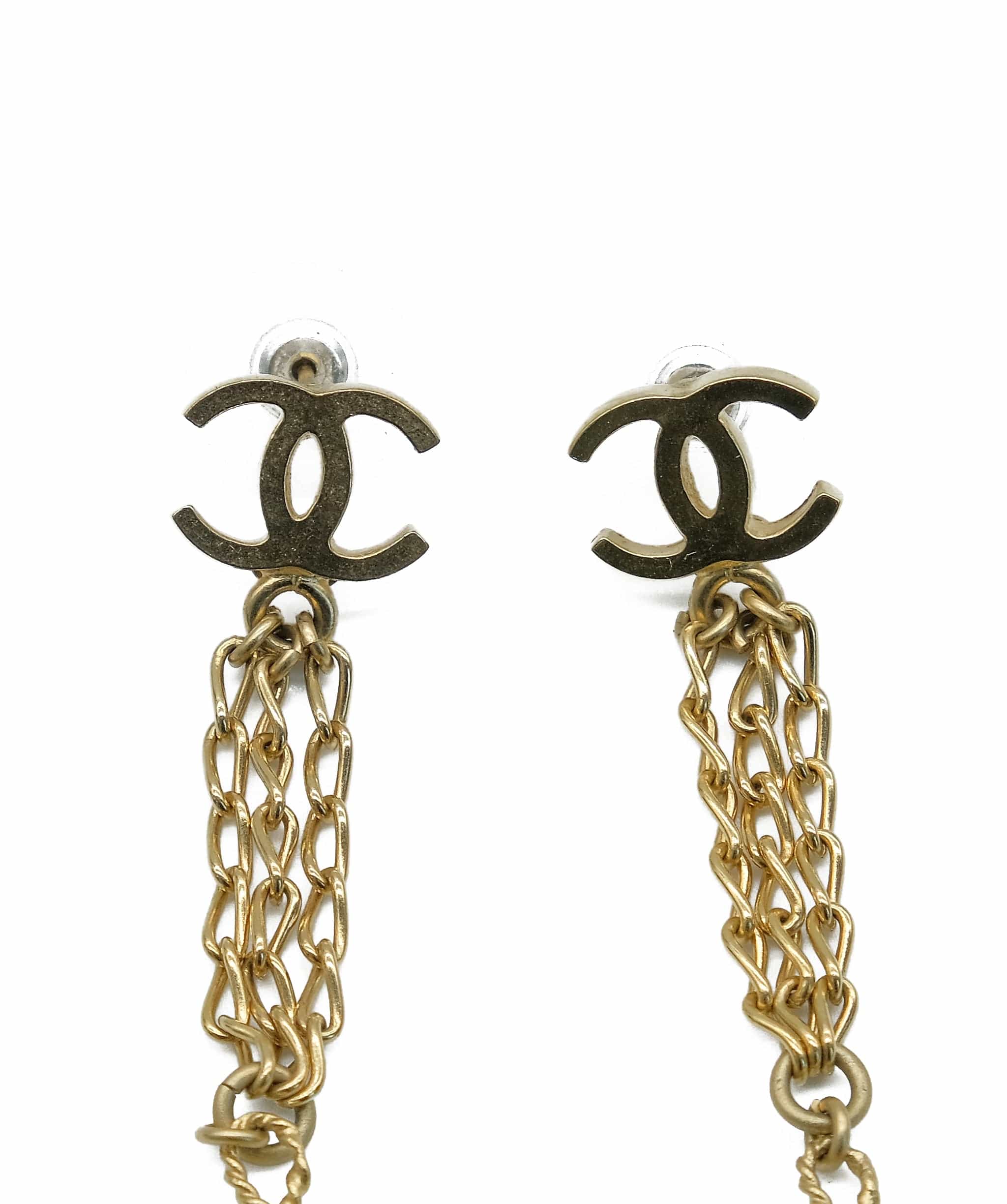 Chanel Chanel Coco Mark Drop Chain Earrings Swing 03P ASL8126