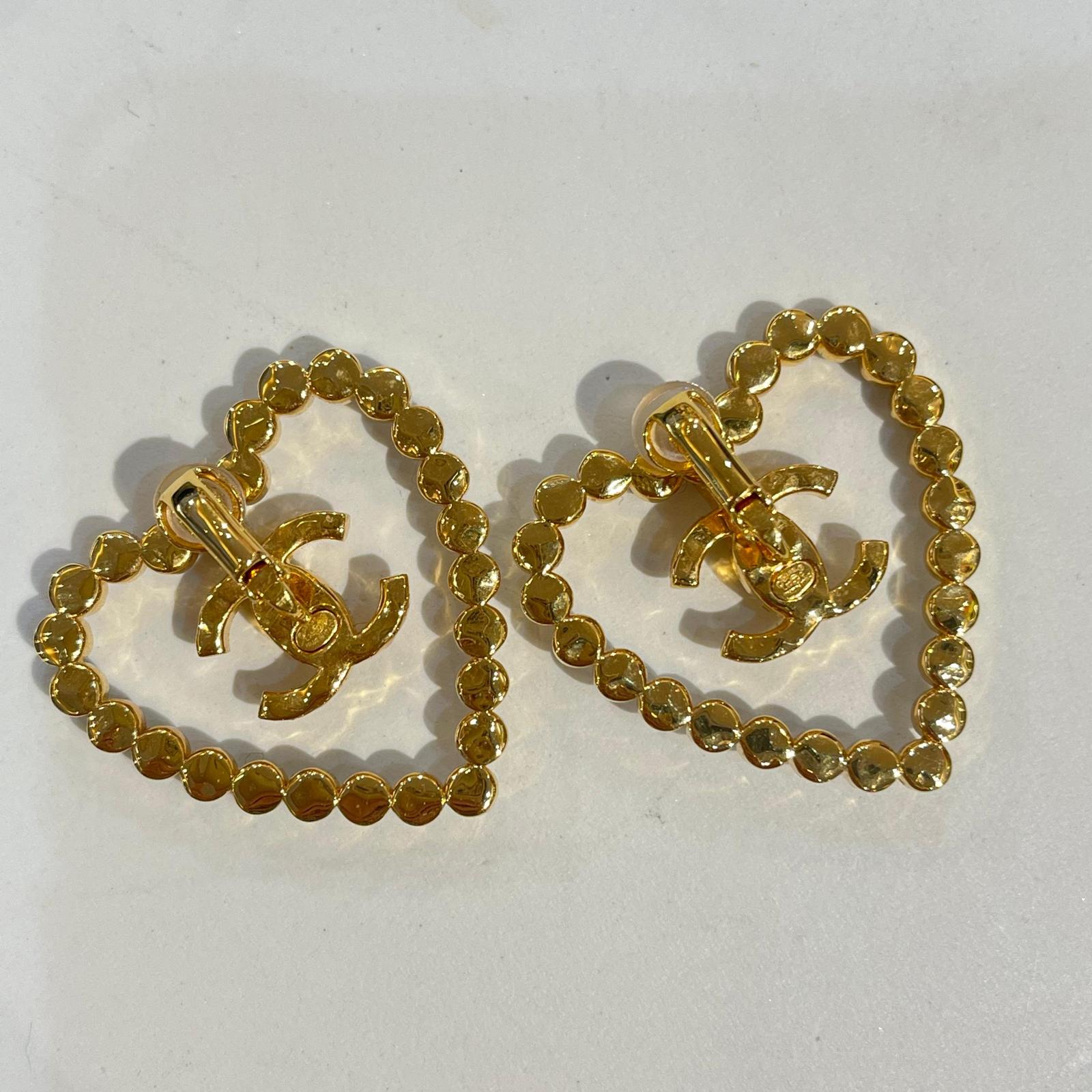 Chanel Chanel earrings heart rhinestone ASL8731