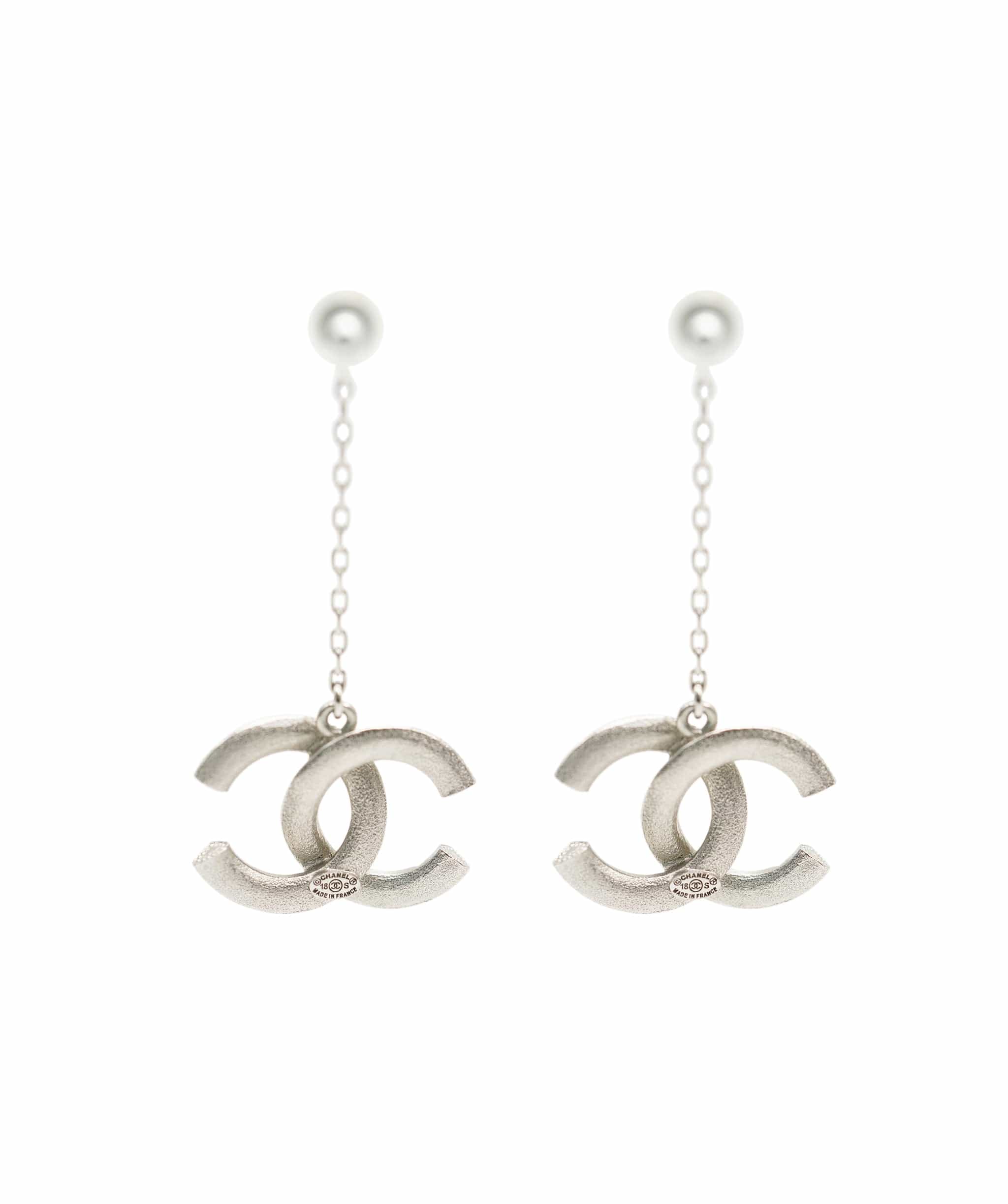 Chanel Chanel Timeless Strass and Silver Metal CC Earrings  ALC0848