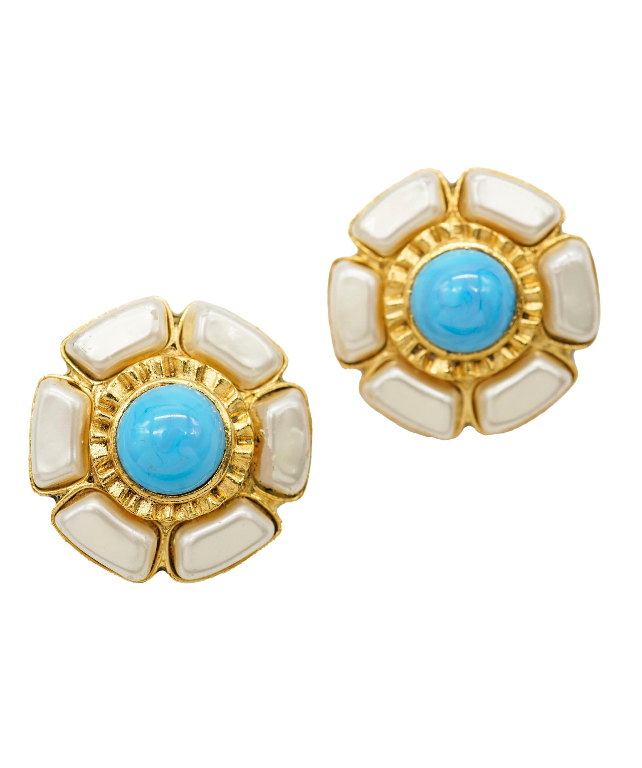 Chanel Chanel Turquoise Gripoix Earrings ASL4538