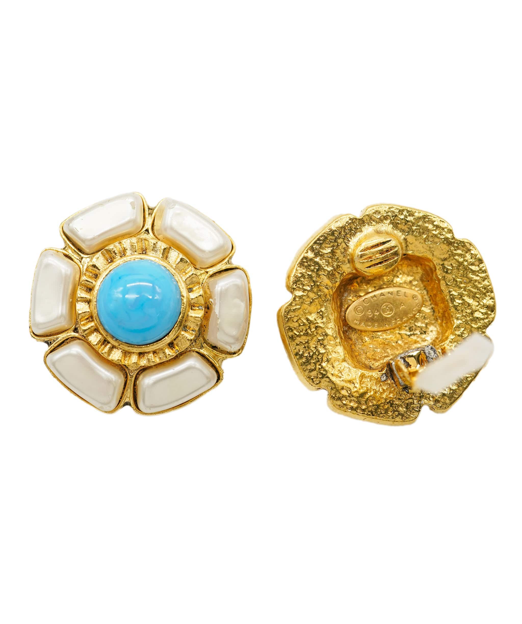 Chanel Chanel Turquoise Gripoix Earrings ASL4538