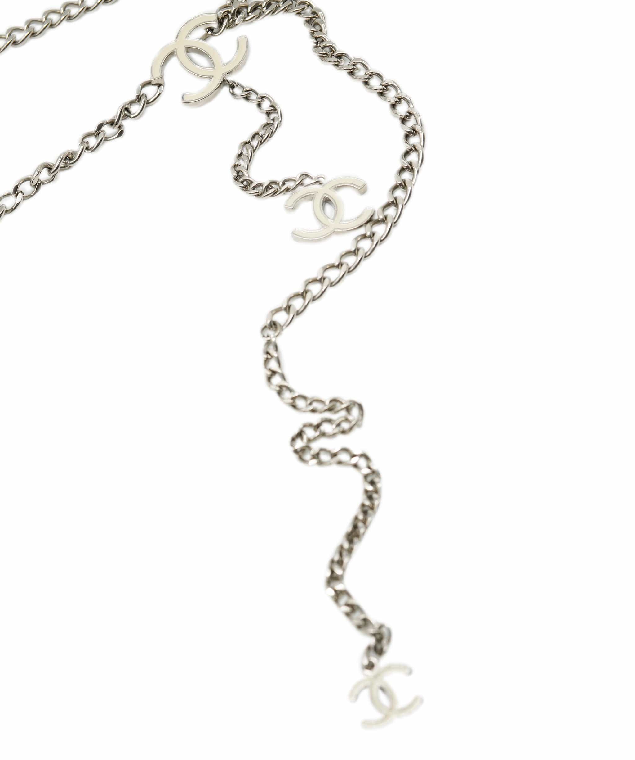 Chanel Chanel white enamel silver chain belt  - AJC0388