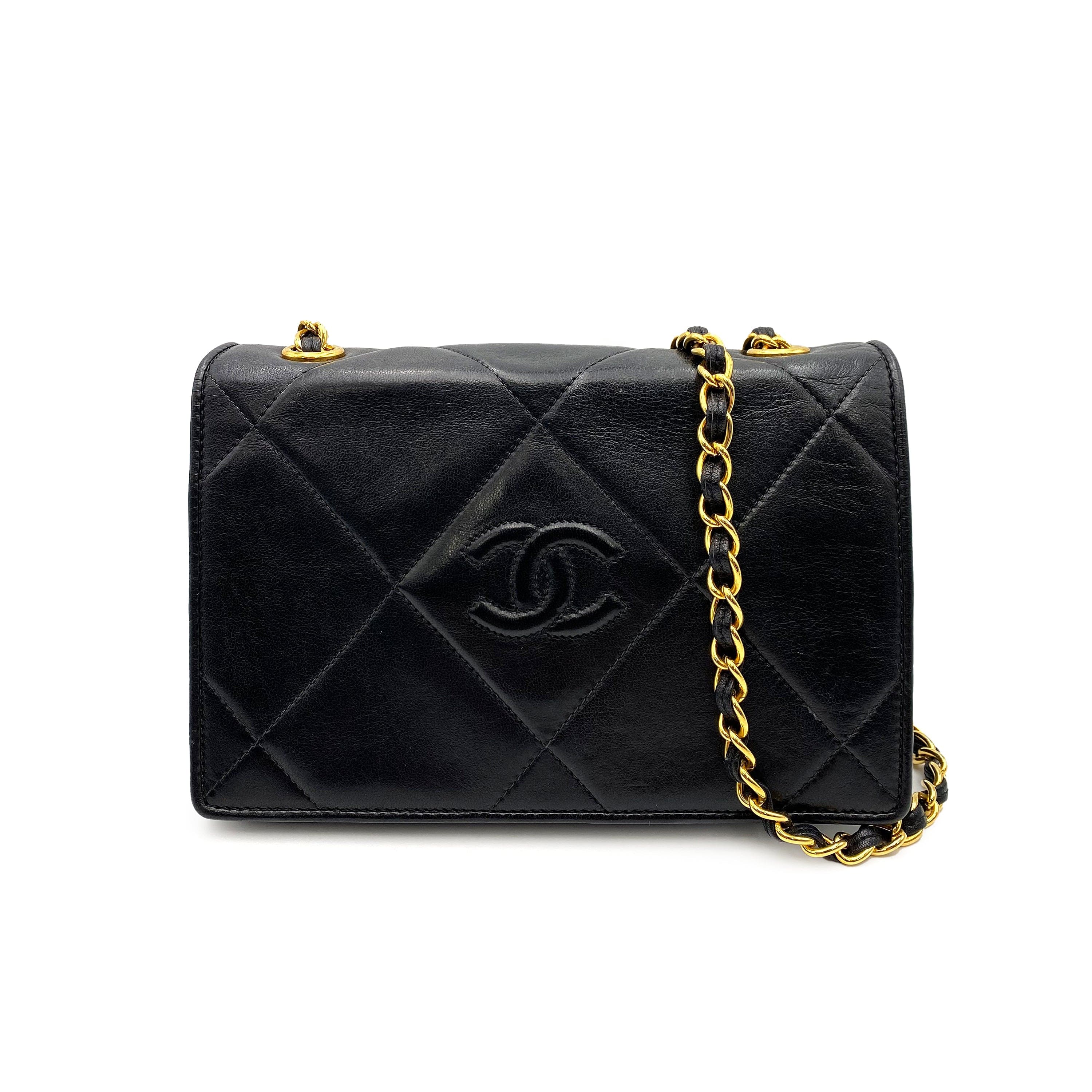 Chanel *AUCTION* Chanel Vintage Full Flap Diamond Black Lambskin GHW #0