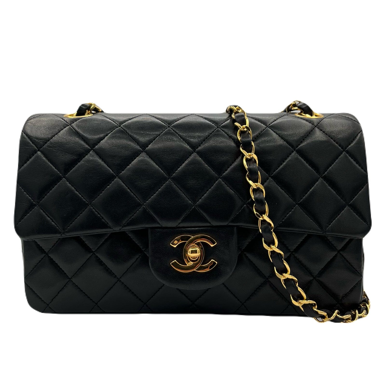 Chanel CHANEL VINTAGE CLASSIC FLAP SMALL BLACK LAMBSKIN GHW #1