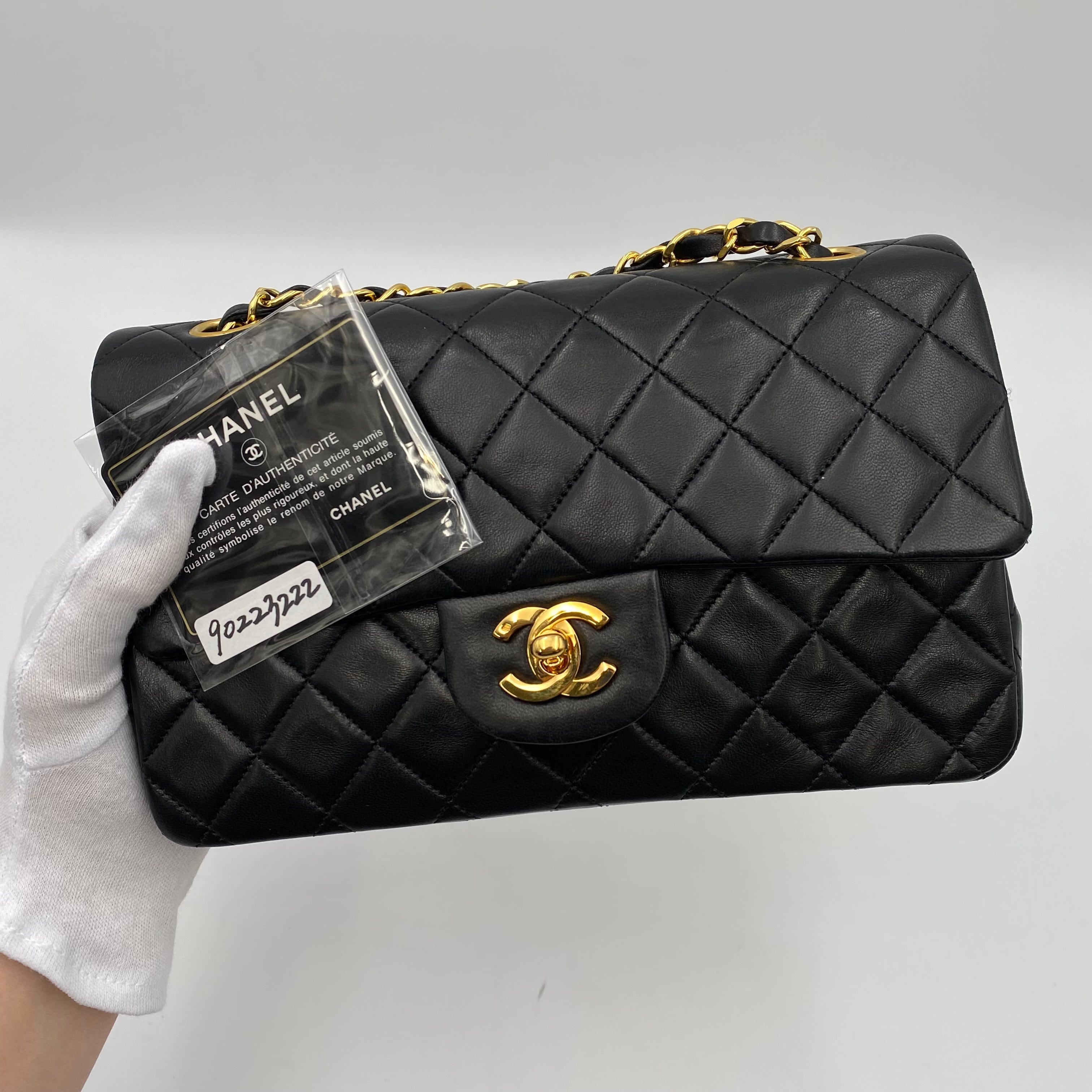 Chanel CHANEL VINTAGE CLASSIC FLAP SMALL BLACK LAMBSKIN GHW #1