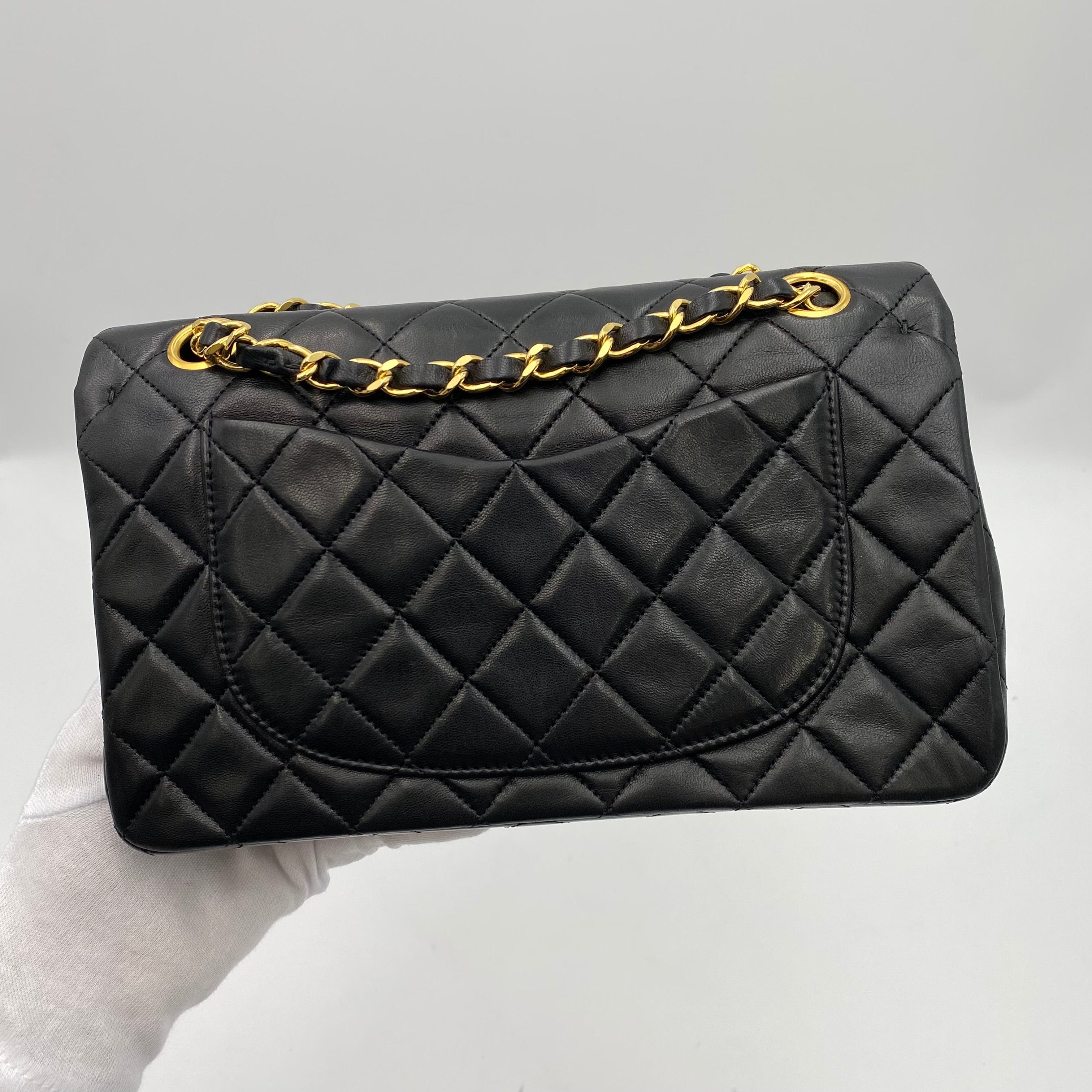 Chanel CHANEL VINTAGE CLASSIC FLAP SMALL BLACK LAMBSKIN GHW #1