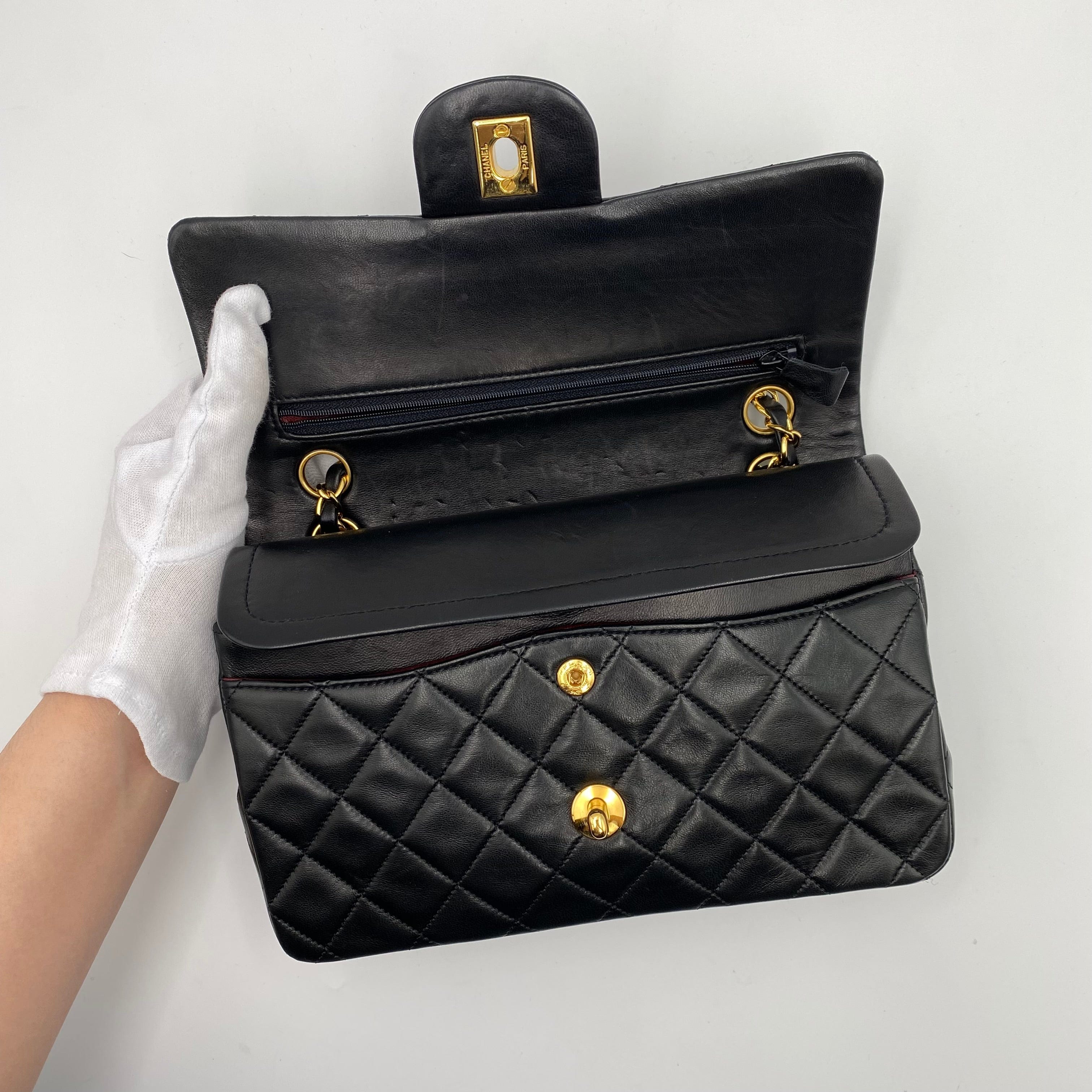 Chanel CHANEL VINTAGE CLASSIC FLAP SMALL BLACK LAMBSKIN GHW #1