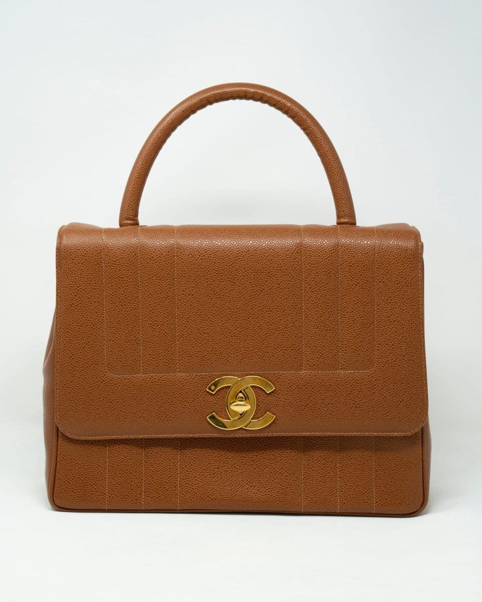 68. LP X C Chanel Rare Vintage Caramel Vertical Kelly Bag - ASL2169