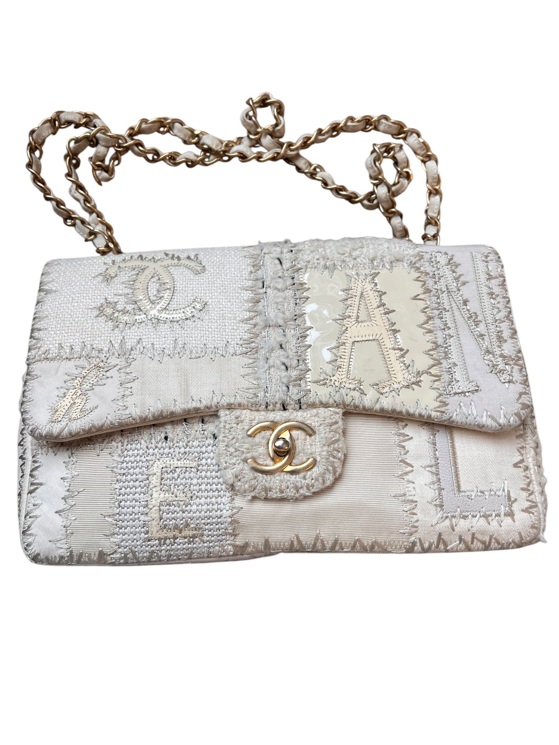 Chanel Auction RARE Chanel White Patchwork Jumbo DXBK0071