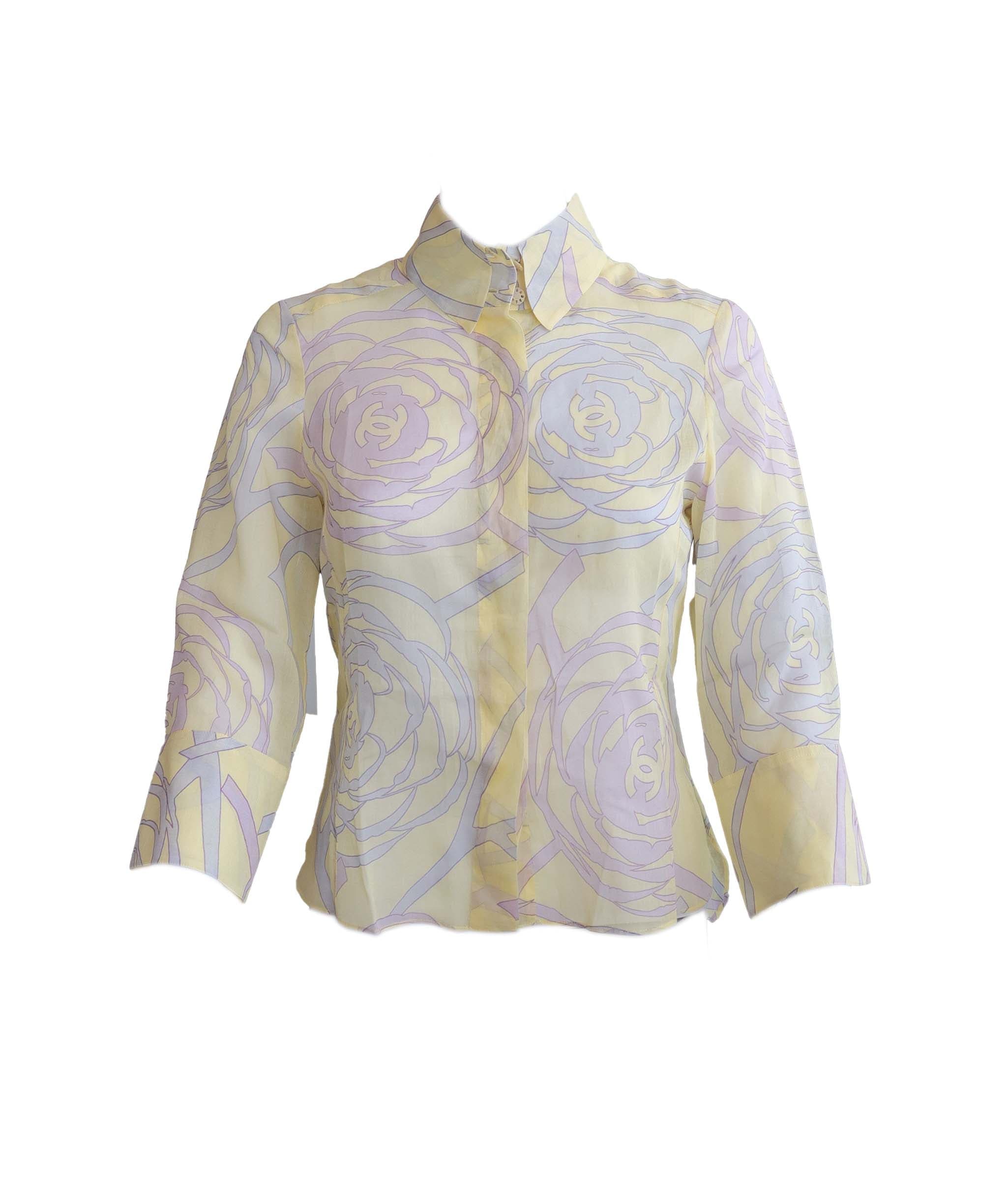 Chanel Chanel 03P Camellia Shirt Yellow  DXBS1279