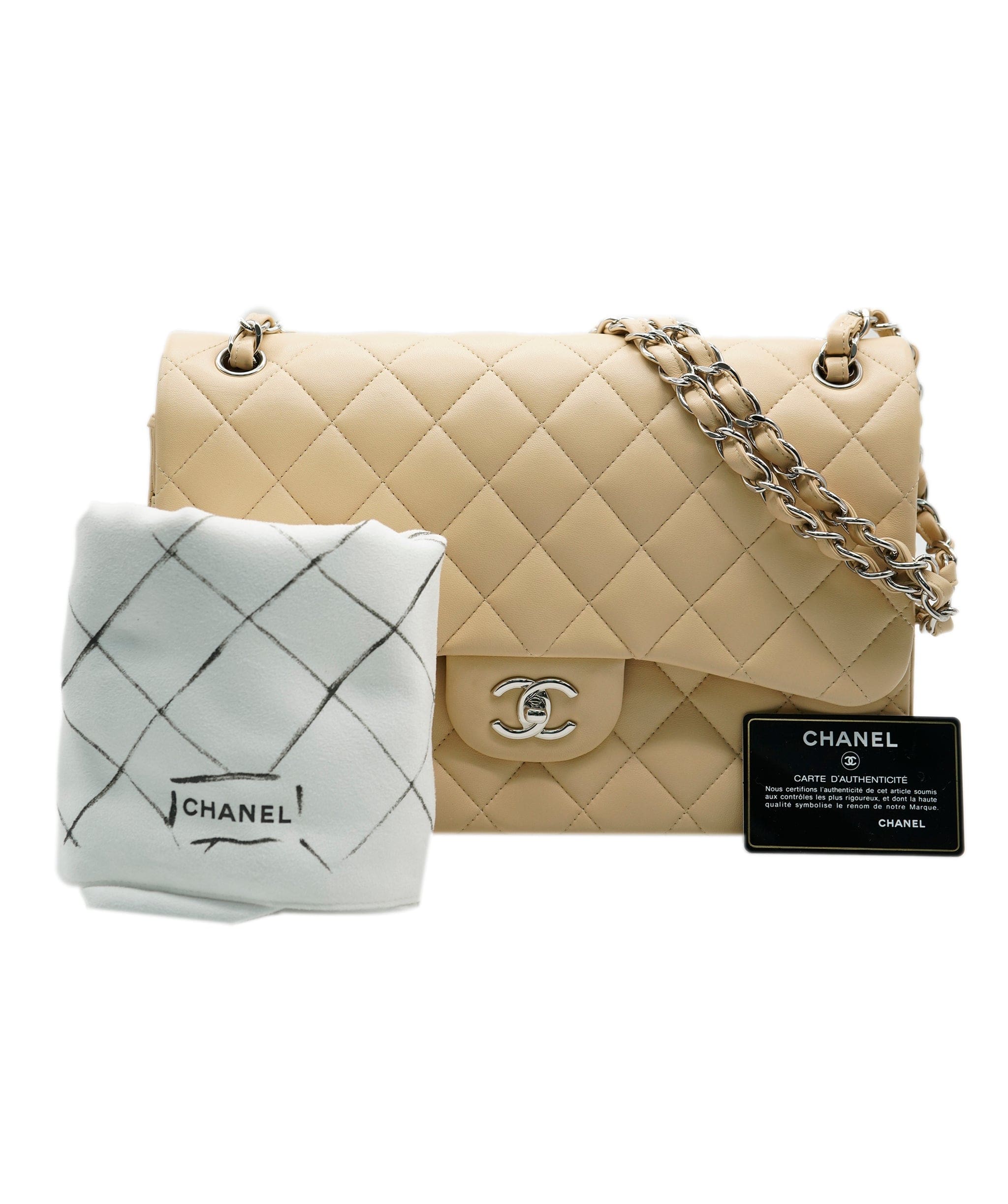 Chanel Chanel Beige Lambskin Jumbo SHW  ALC0832