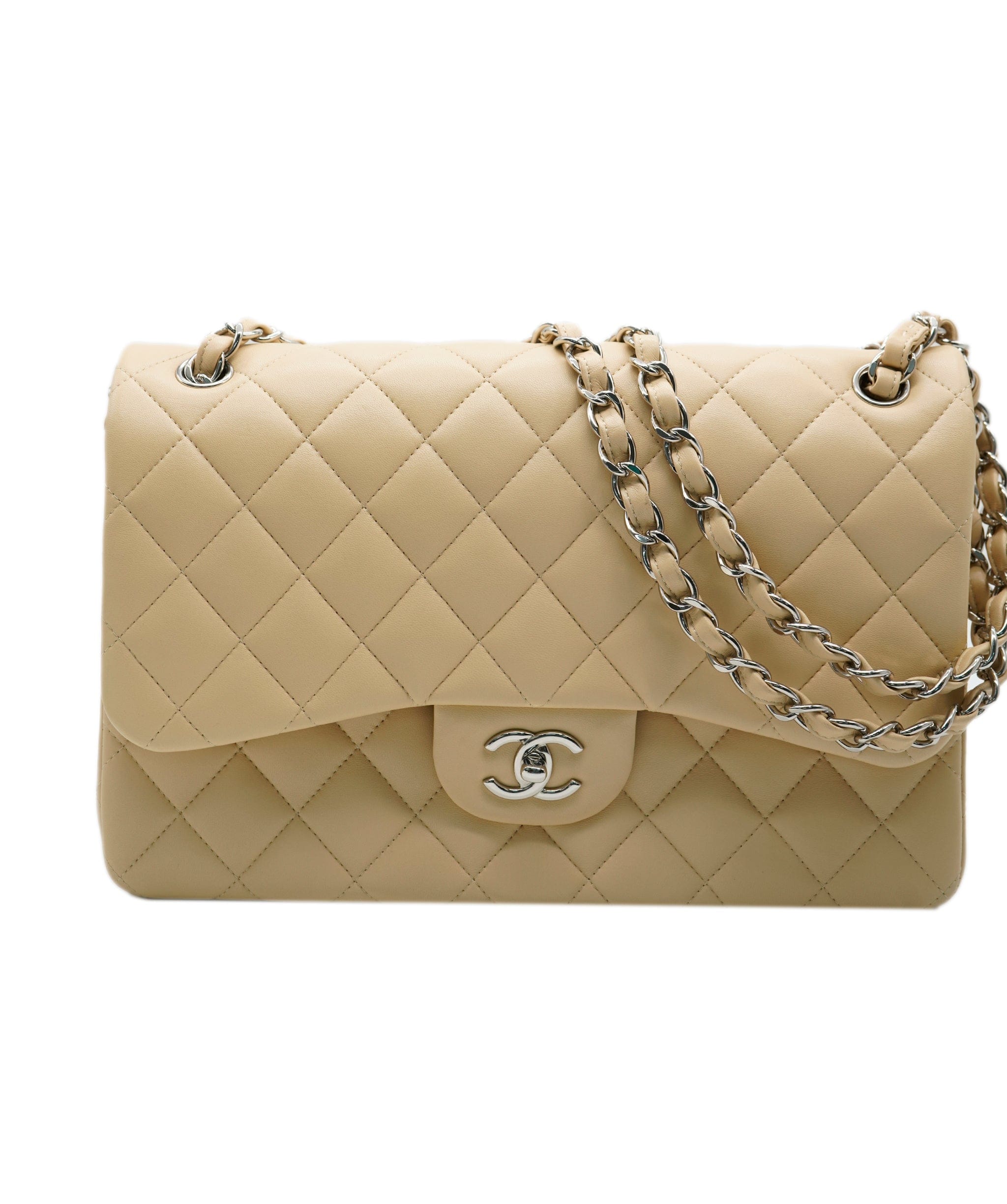 Chanel Chanel Beige Lambskin Jumbo SHW  ALC0832