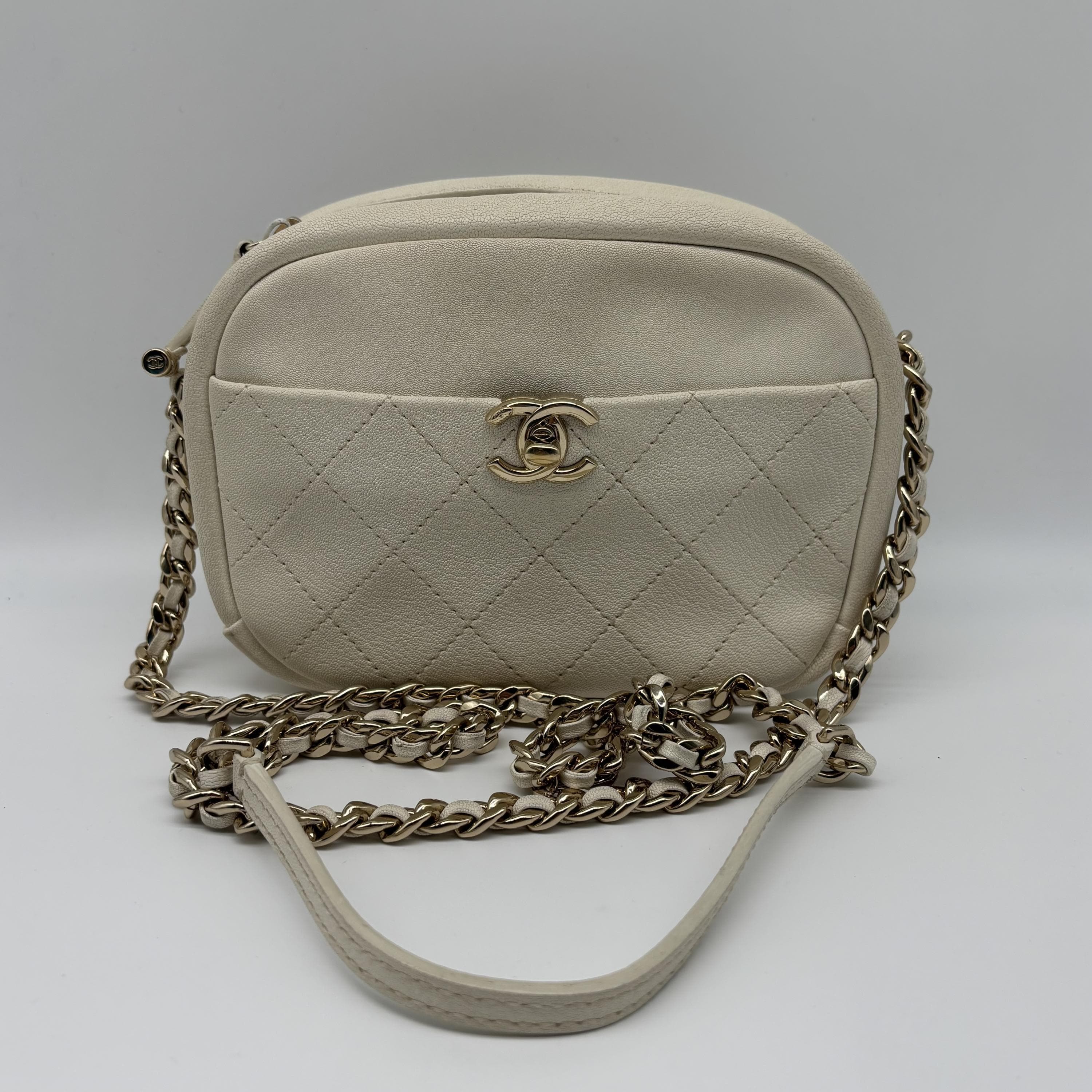Chanel Chanel Beige Quilted Goatskin Leather Camera Bag C356202