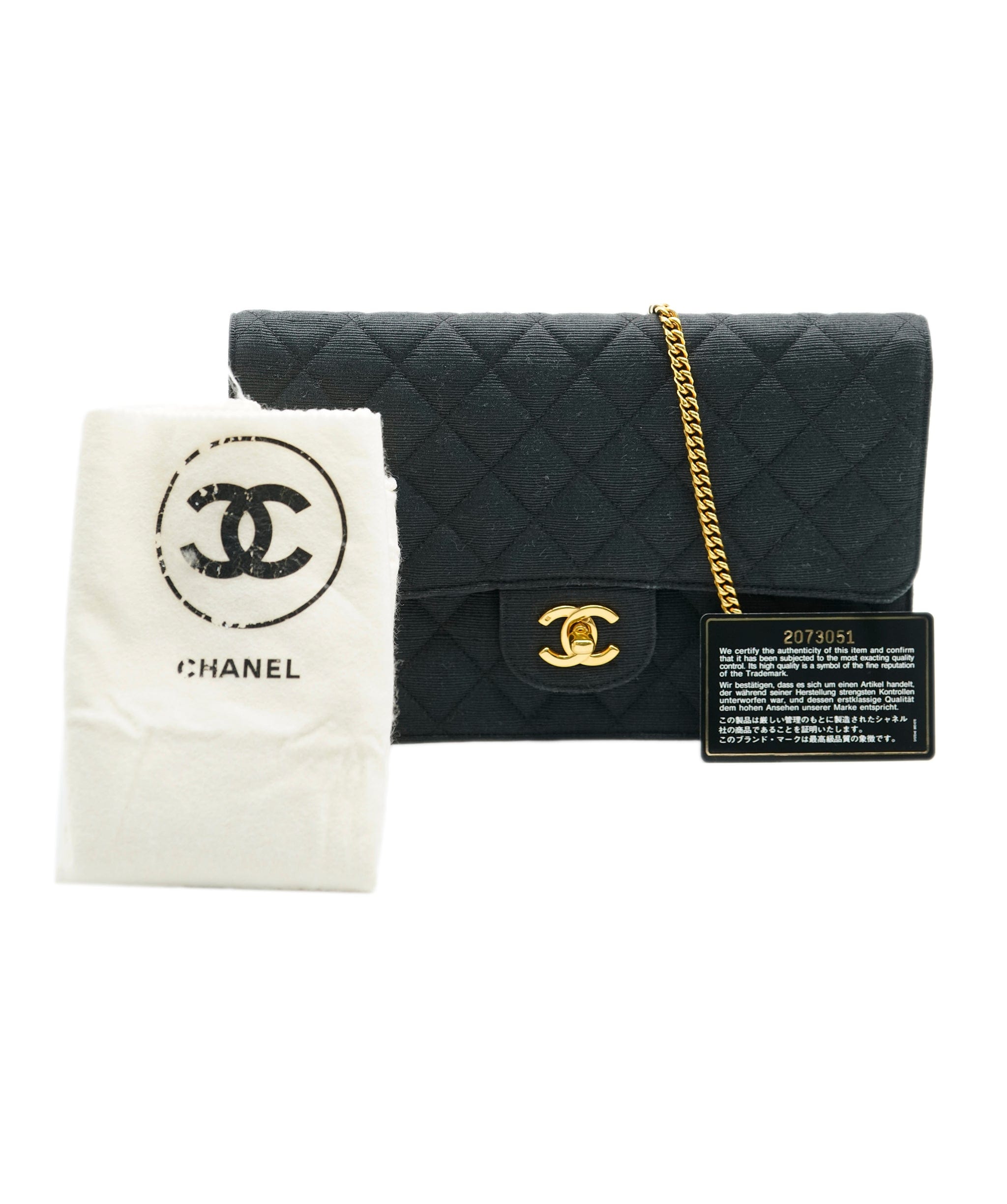 Chanel Chanel Black Canvas Medium Single Flap Shoulder Bag ASL10383