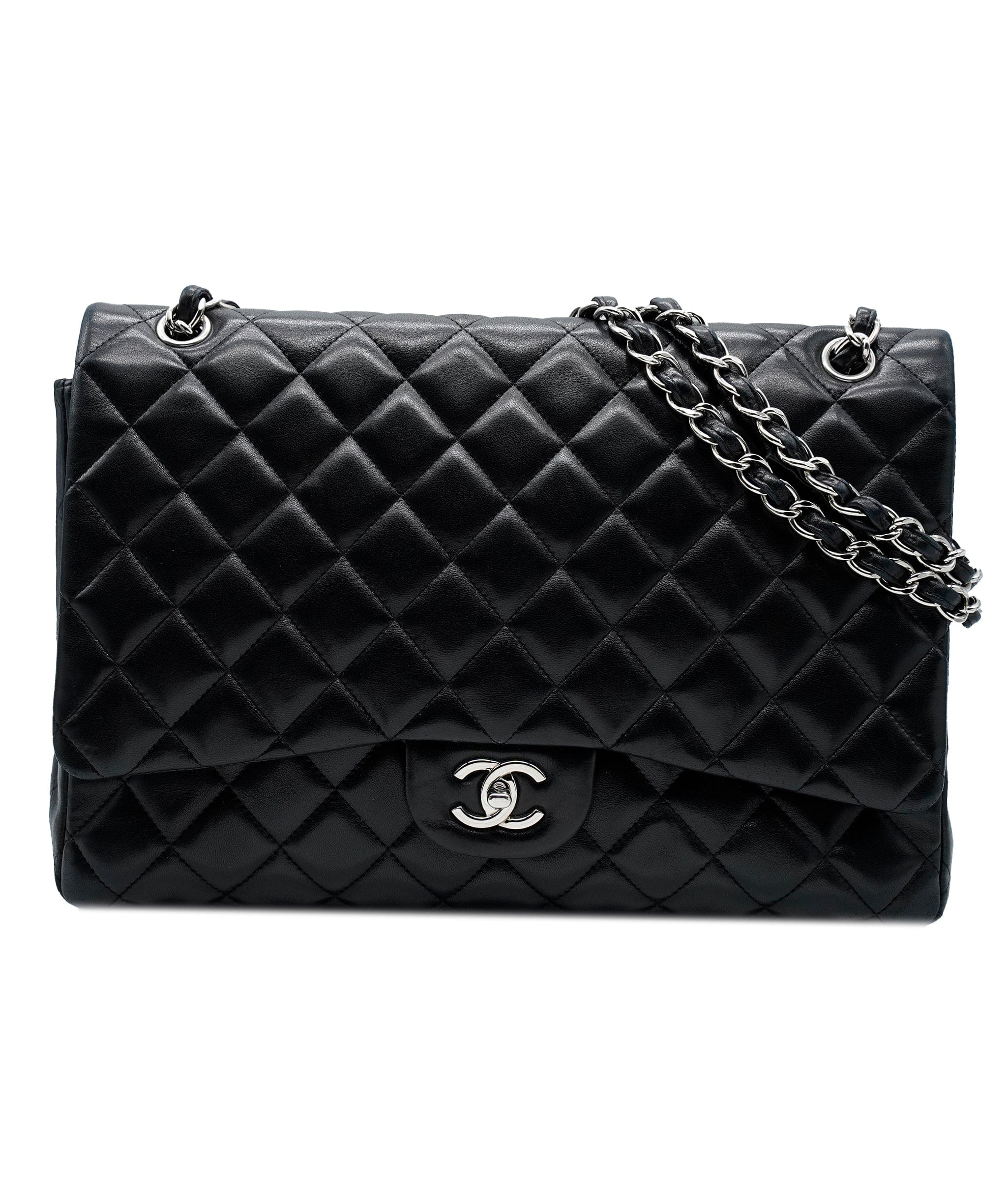 Chanel Chanel Black Lambskin Maxi Single Flap Bag ASC2367