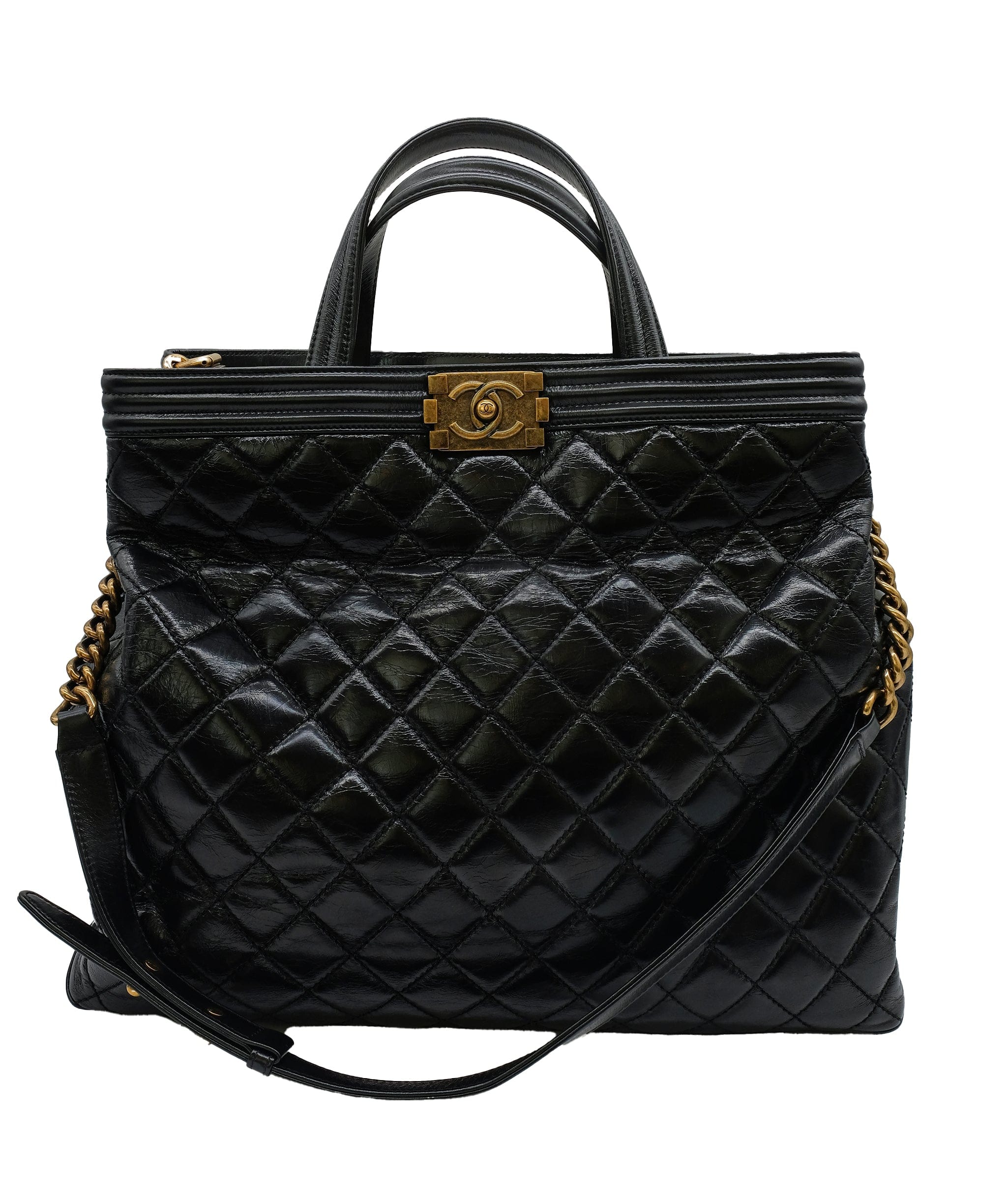 Chanel Chanel Black Lambskin Two Way Tote B Black Lambskin ASC5278