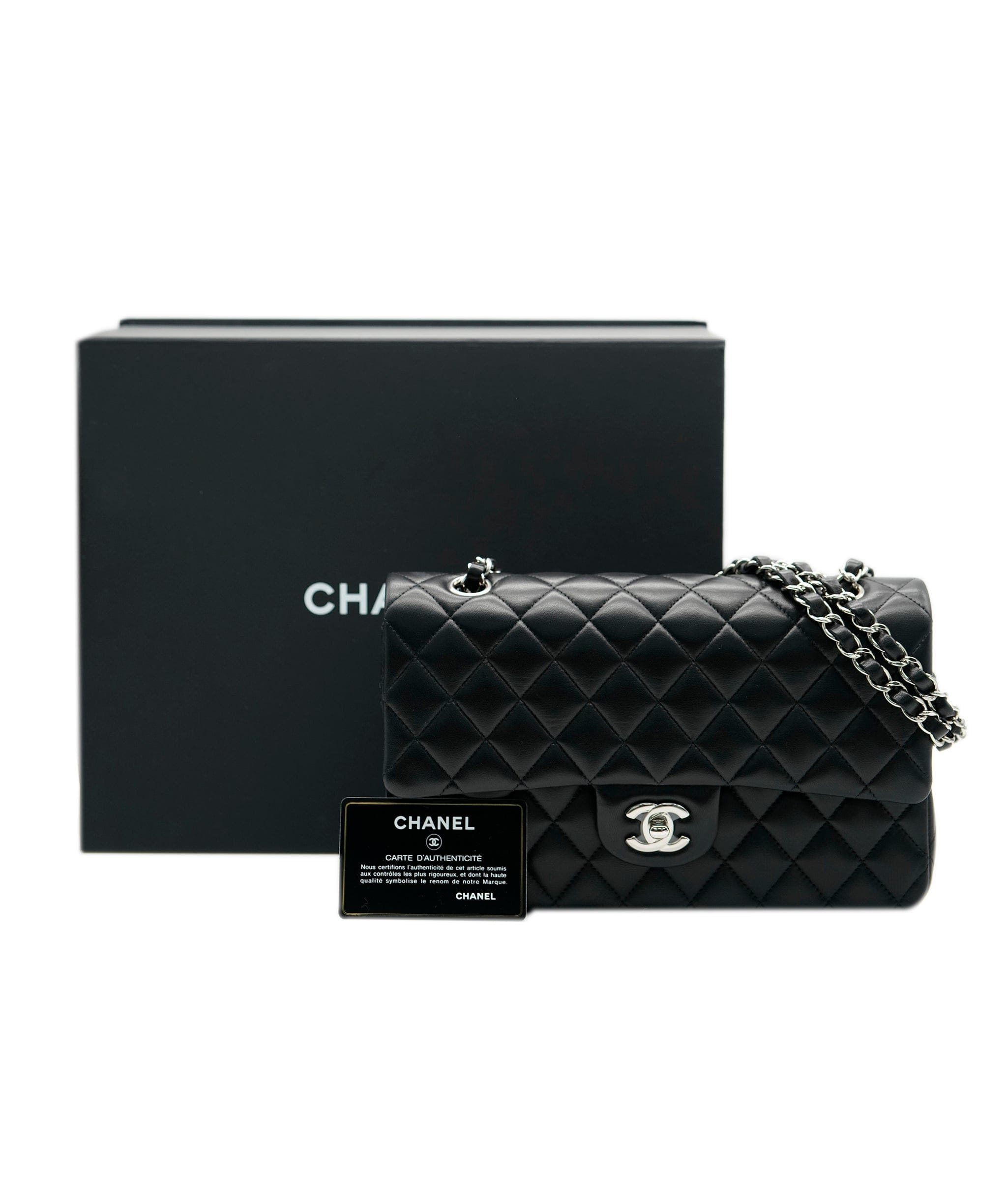 Chanel Chanel Black Leather Quilted Lambskin Medium Classic Flap Bag  ASC4267