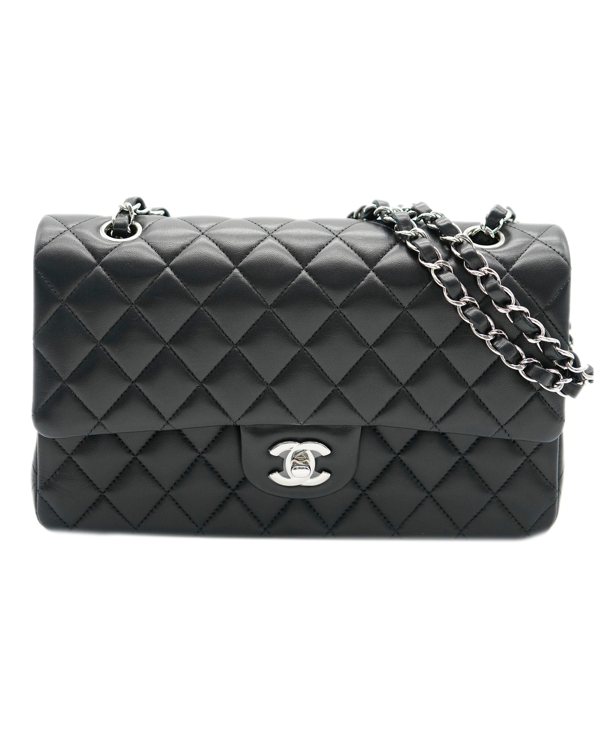 Chanel Chanel Black Leather Quilted Lambskin Medium Classic Flap Bag  ASC4267