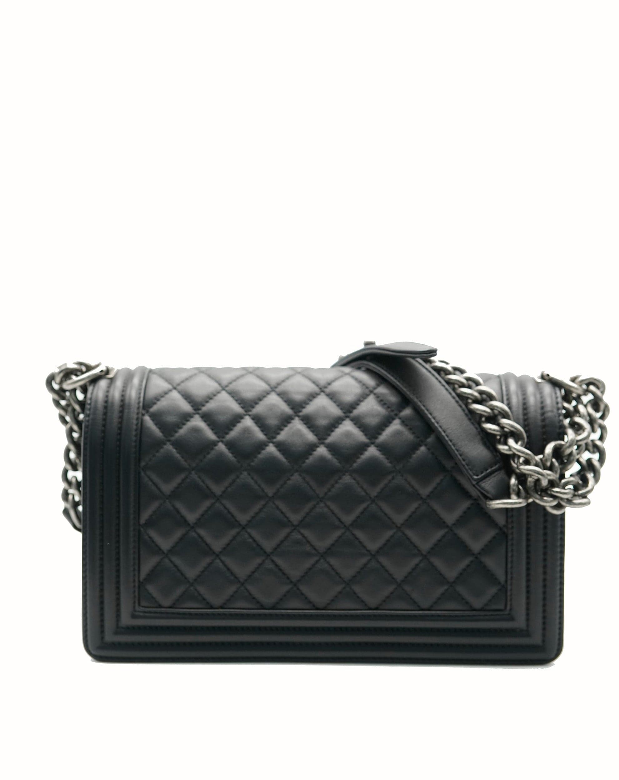 Chanel Chanel Black Medium Boy Bag Lambskin with RHW  ALC1474