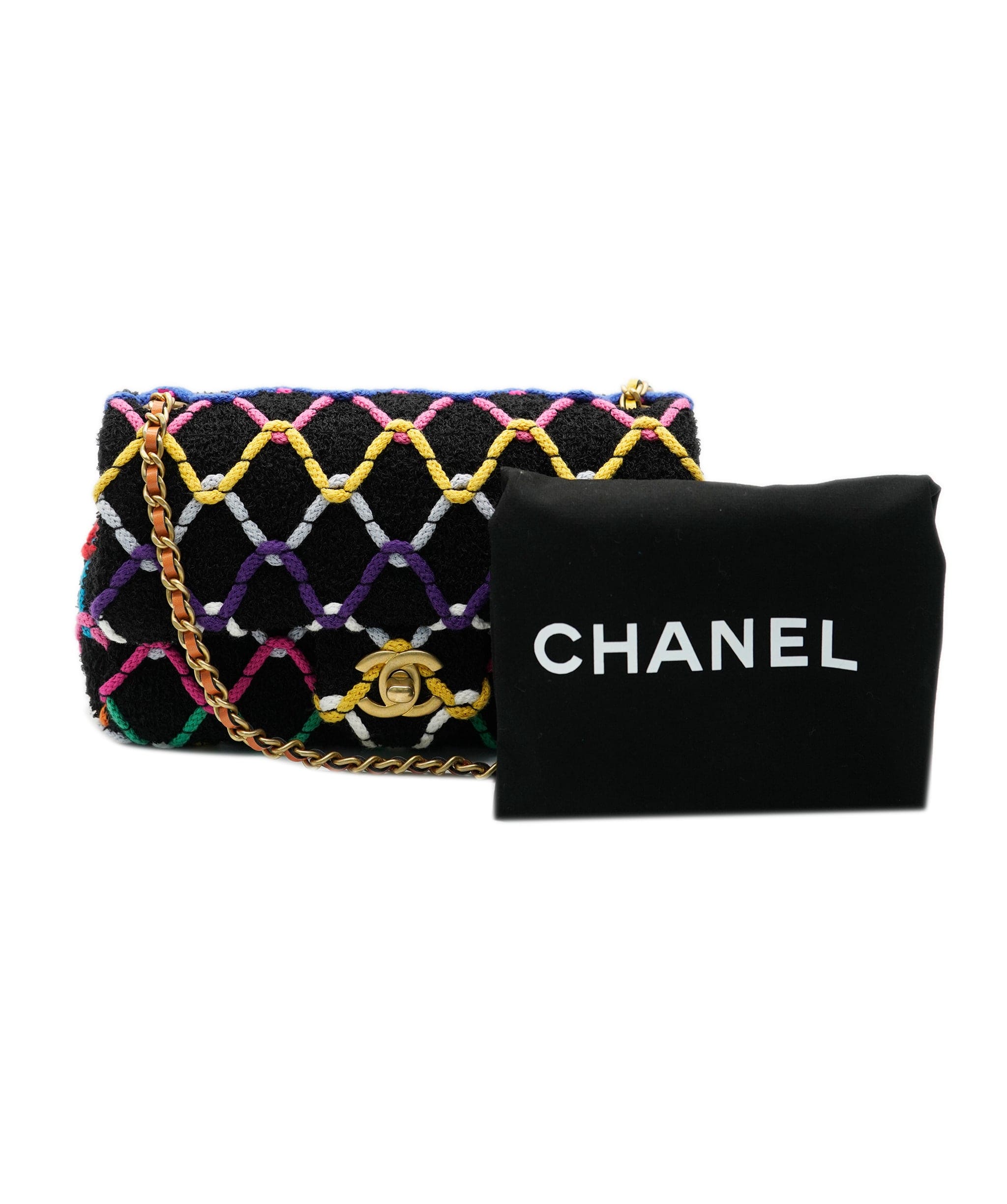 Chanel Chanel Black Neon Flap Jersey / Cotton ASC4926