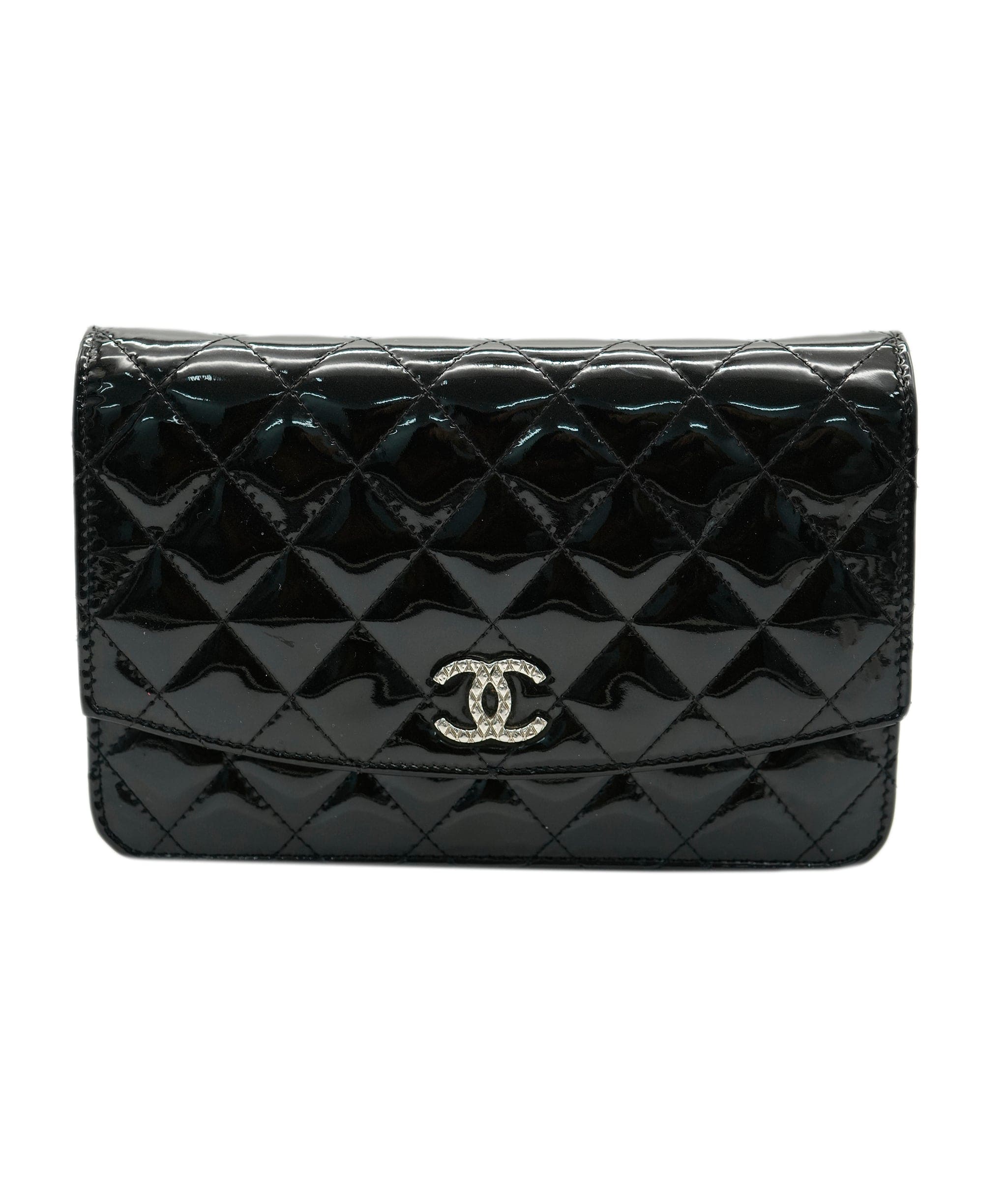 Chanel Chanel Black Patent Leather Brilliant Wallet on Chain ASC2106